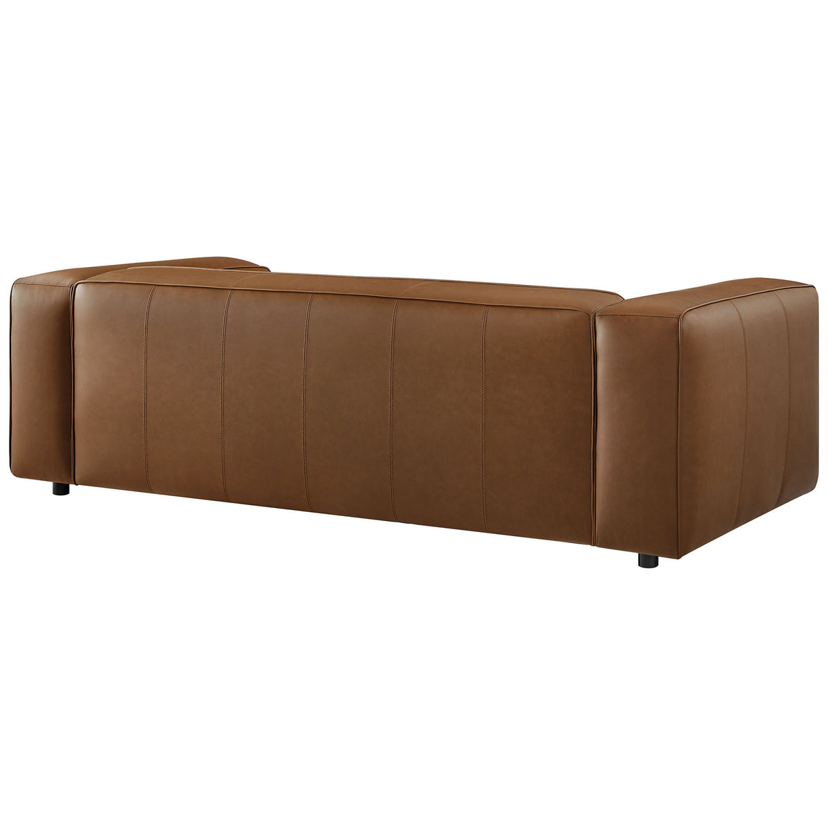 Tailored back design with vertical panel stitching on a contemporary coffee vegan leather sofa || EEI-7119-COF || back_angle_studio