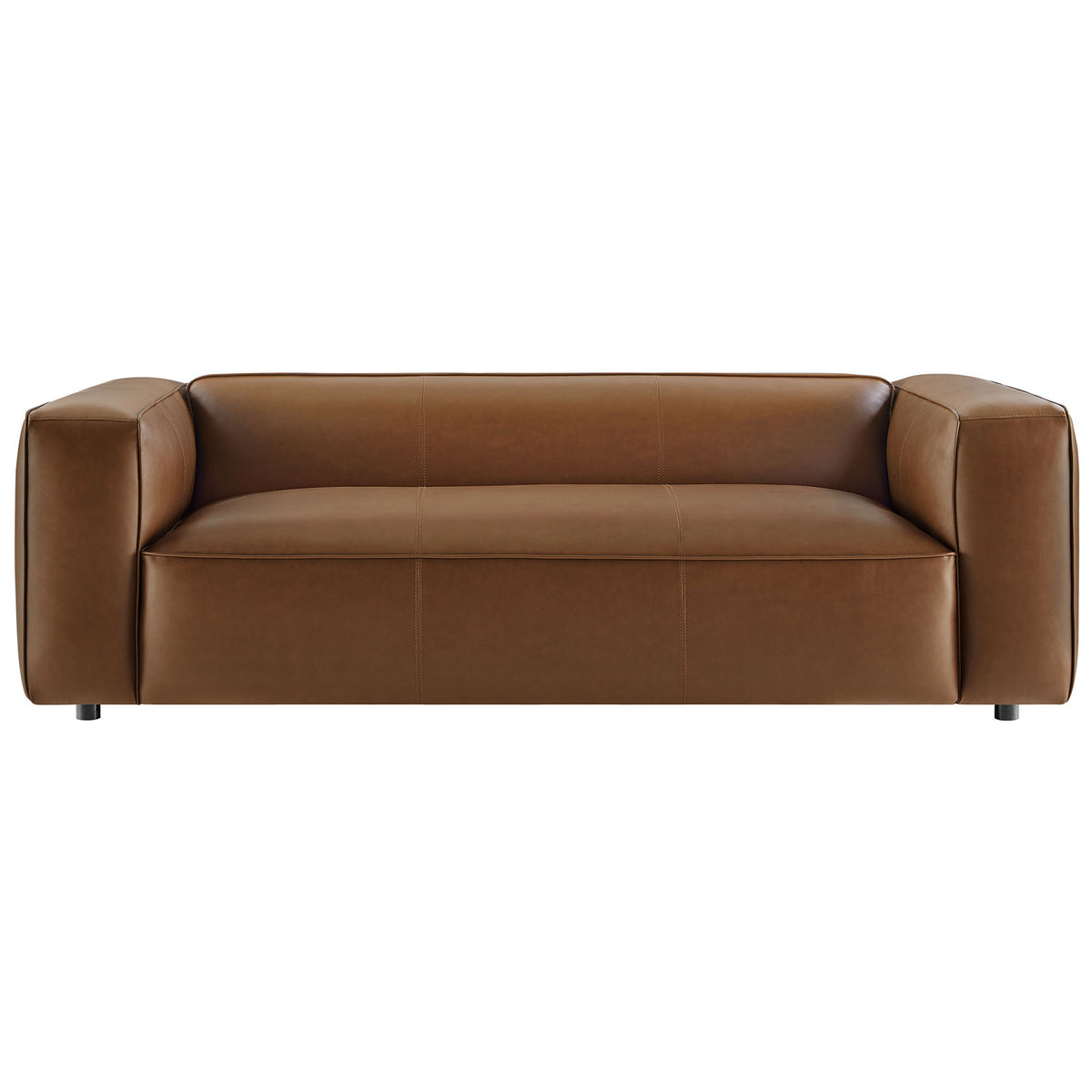 Low-profile coffee vegan leather sofa with generous cushioned seat and streamlined modern silhouette || EEI-7119-COF || front_studio