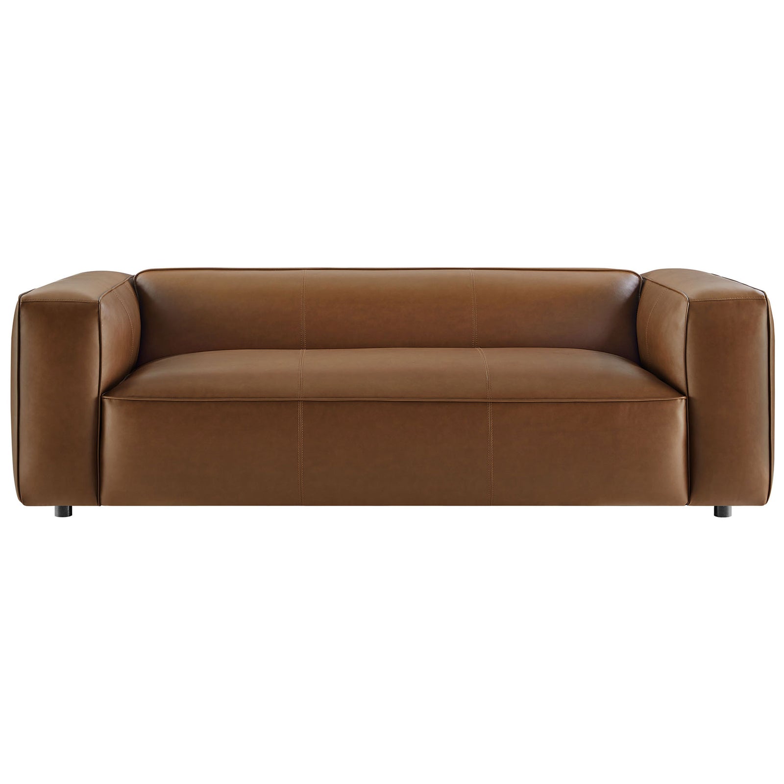 Low-profile coffee vegan leather sofa with generous cushioned seat and streamlined modern silhouette || EEI-7119-COF || front_studio