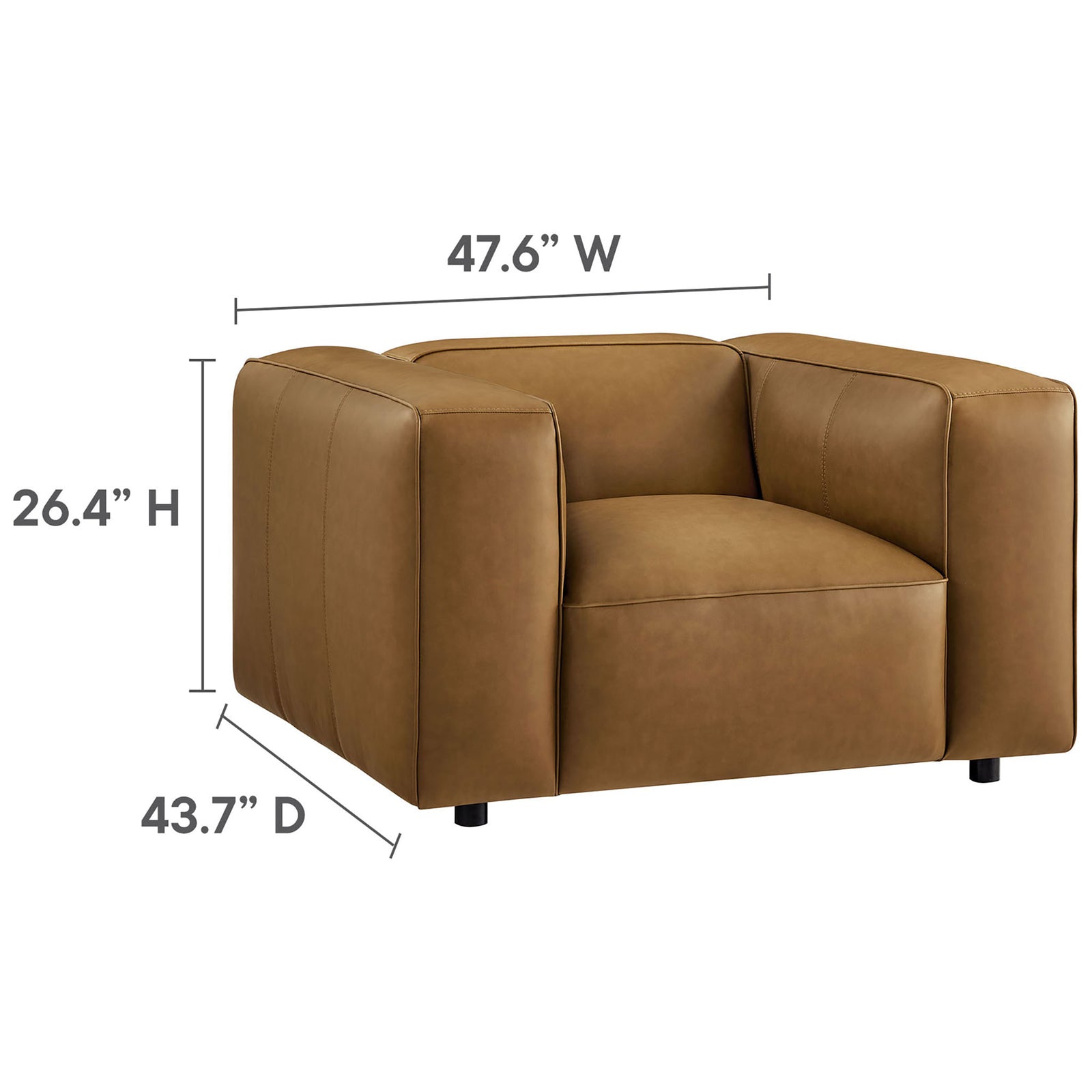 Generous proportions: 47.6 in W x 43.7 in D x 26.4 in H || EEI-7120-CAM || dimension_studio