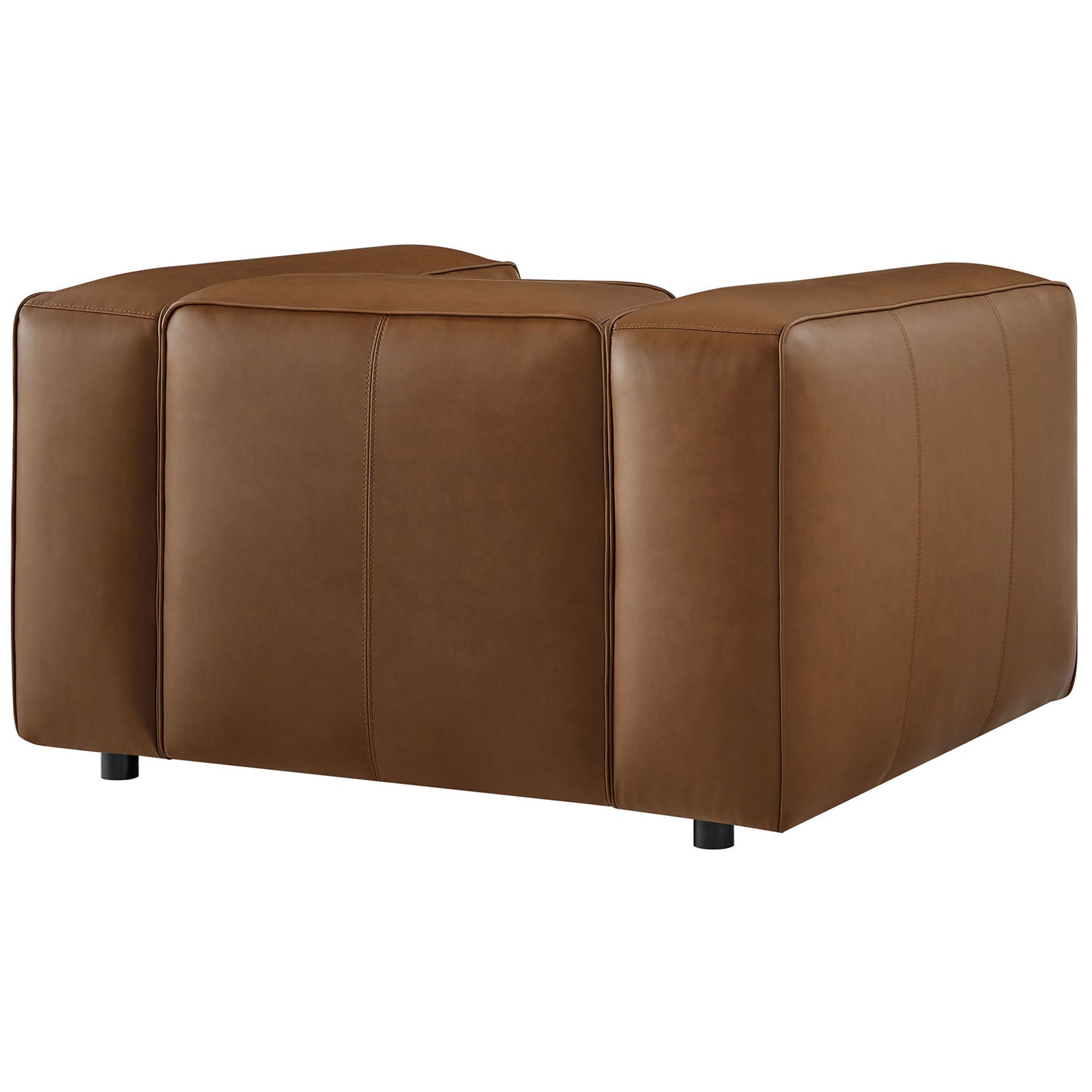 Tailored seam detailing and softly rounded corners in rich coffee vegan leather || EEI-7120-COF || back_angle_studio