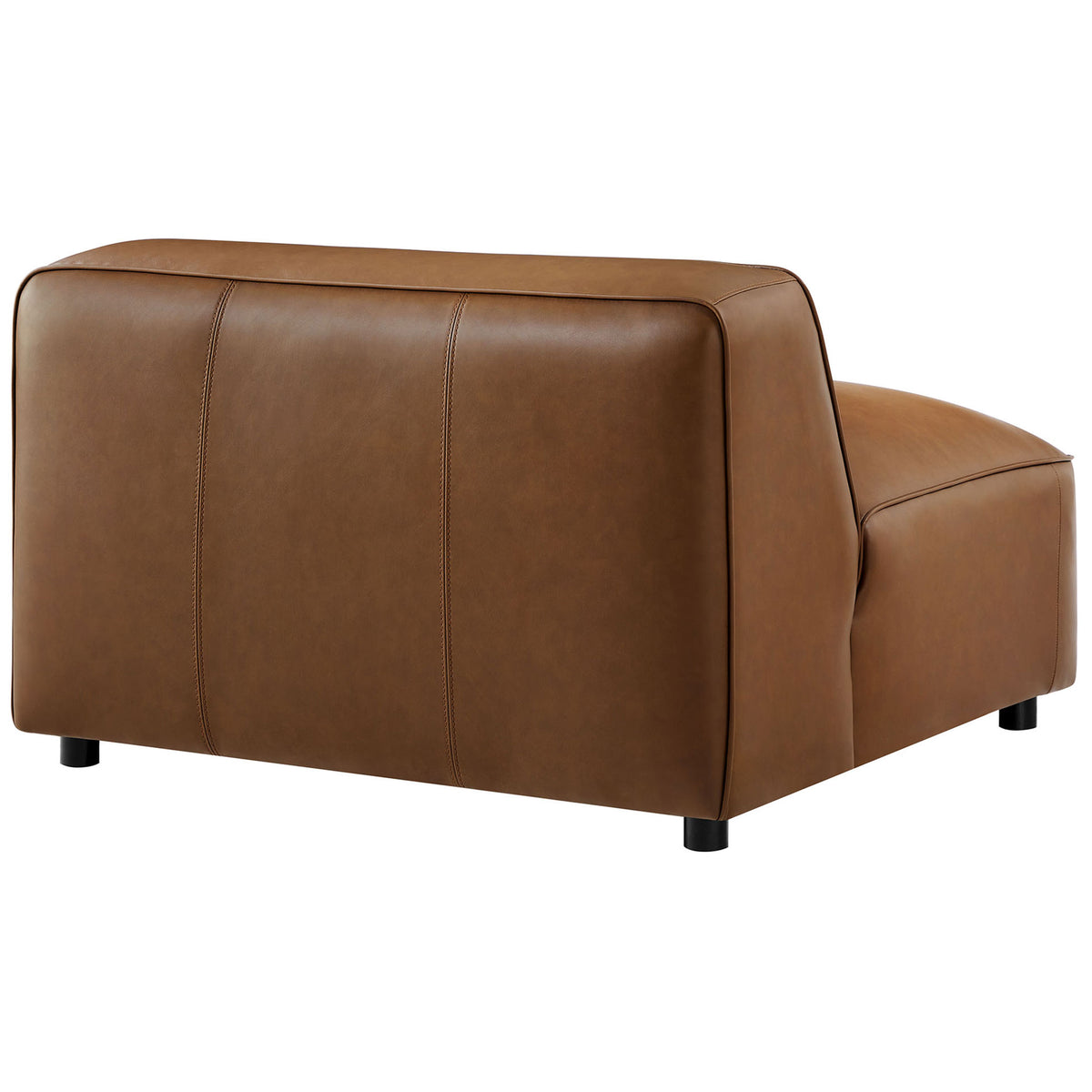 Tailored back with refined stitched seams and softly rounded edges in durable vegan leather || EEI-7121-COF || back_angle_studio