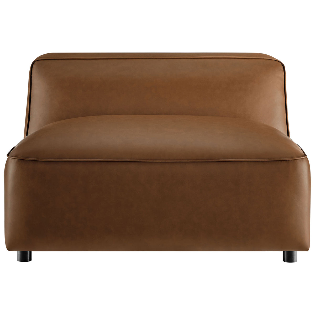 Deep, lounge-worthy seat and low backrest deliver modern comfort in rich coffee vegan leather || EEI-7121-COF || front_studio