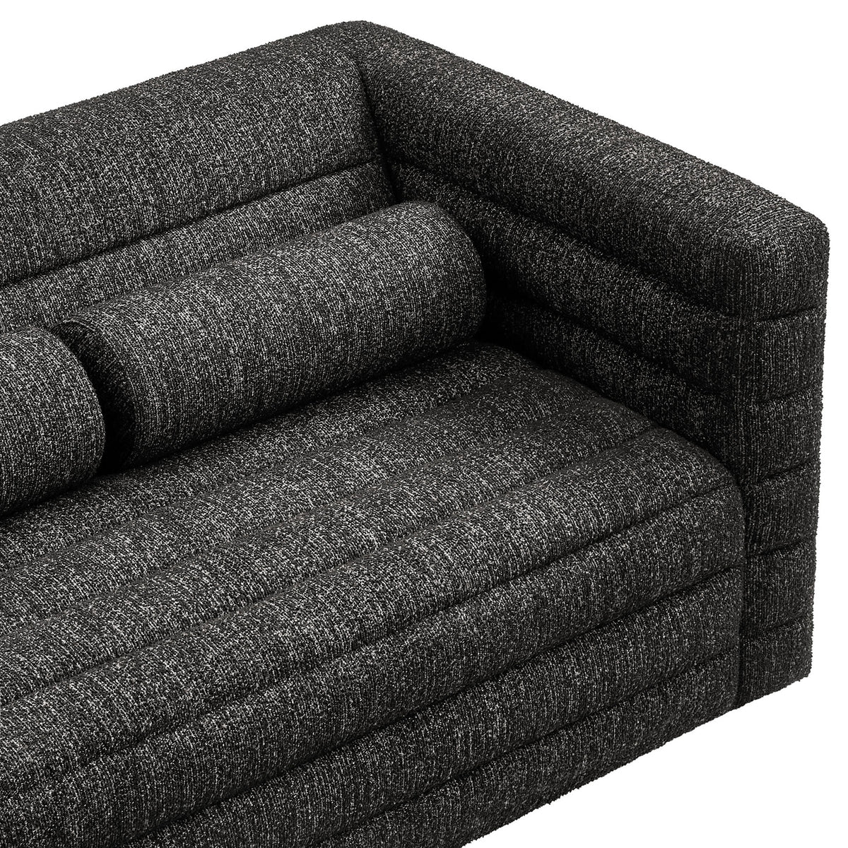 Soft boucle seat and bolster pillow detail for cozy, supportive lounging || EEI-7137-CHA || detail_studio