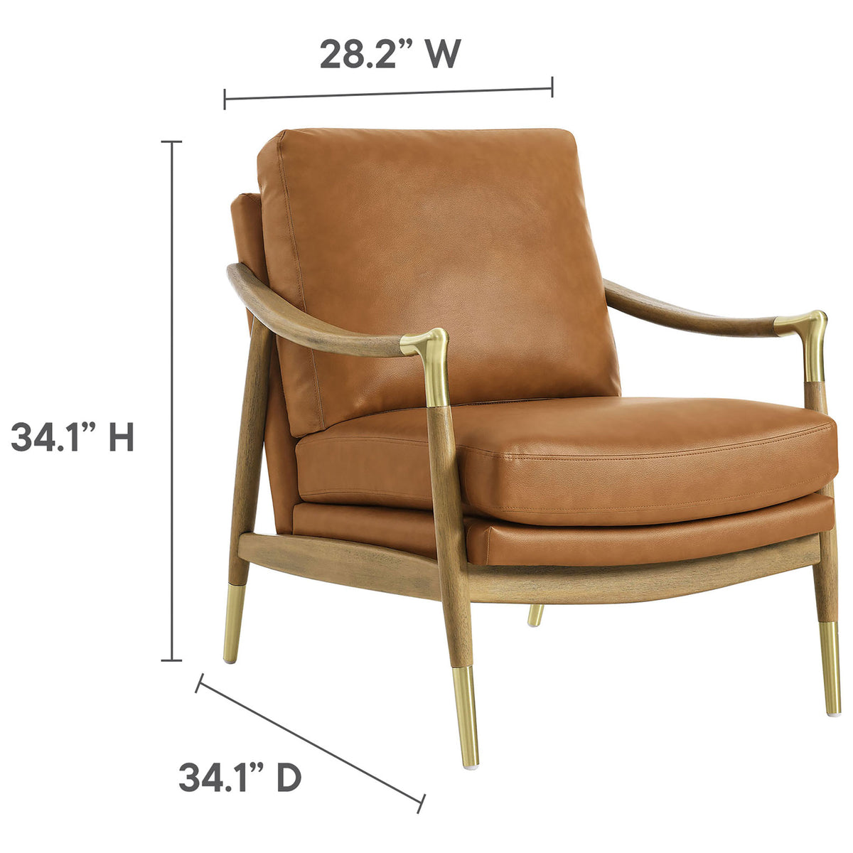 Sized for comfort with a generous seat and supportive back in a compact mid-century design || EEI-7138-TAN-WAL || dimension_studio