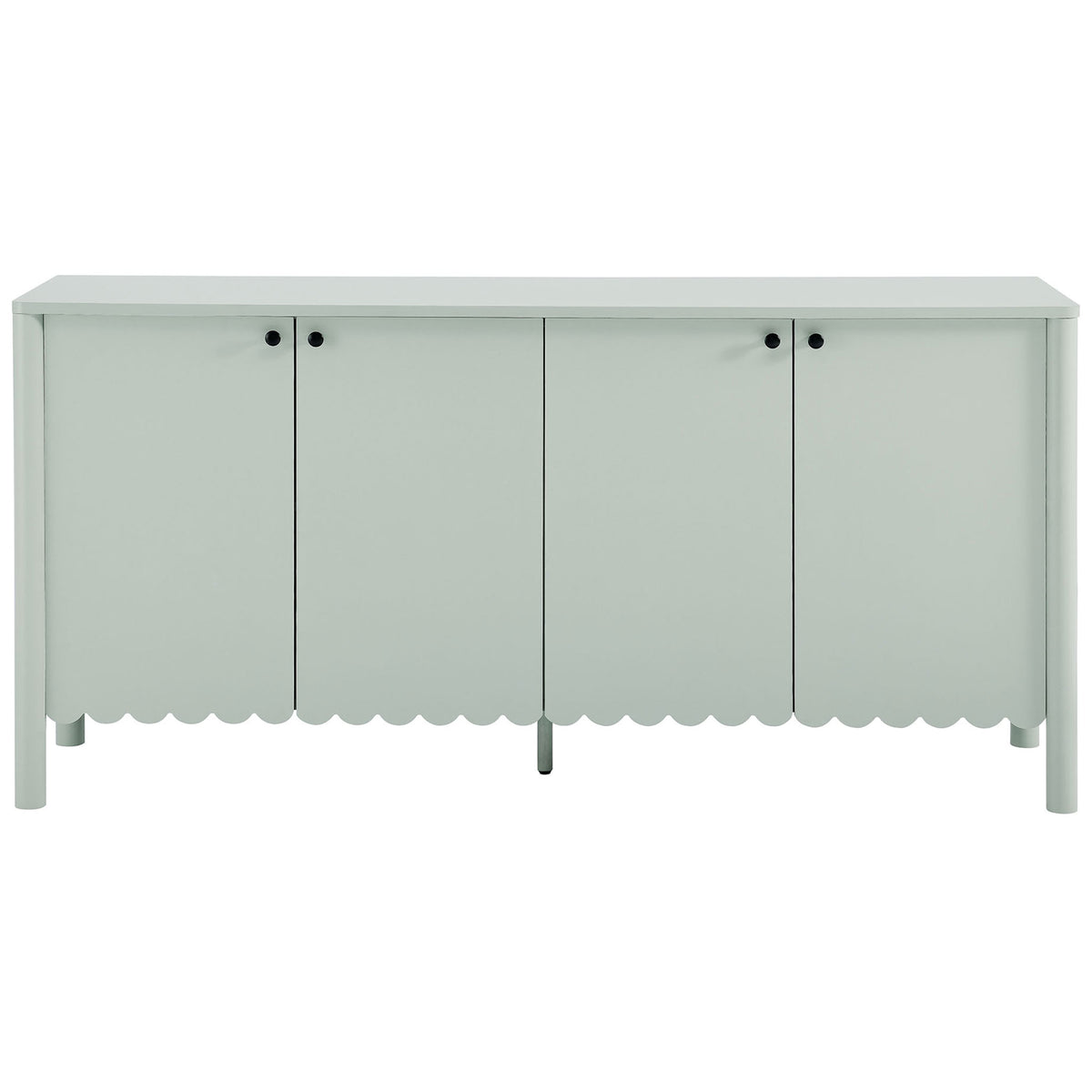Sage green Emmeline sideboard with four doors and scalloped base || EEI-7153-SGE || front_studio