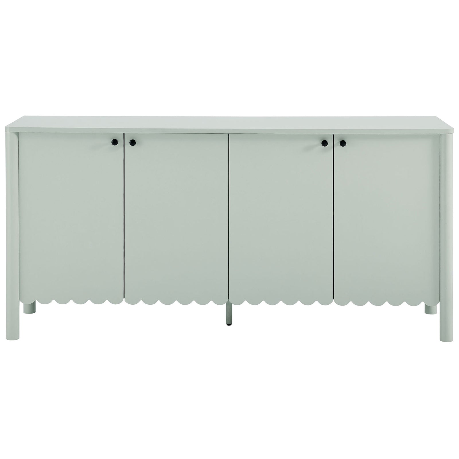 Sage green Emmeline sideboard with four doors and scalloped base || EEI-7153-SGE || front_studio