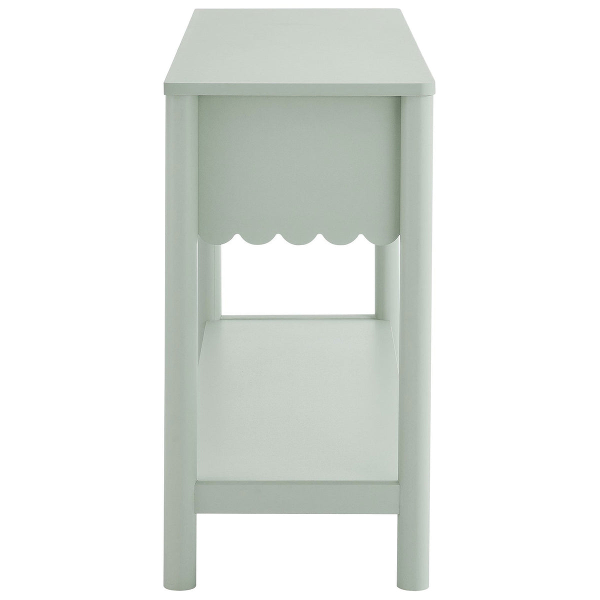 Slim-depth design with rounded legs and a smooth laminate finish in soothing sage. || EEI-7154-SGE || side_studio