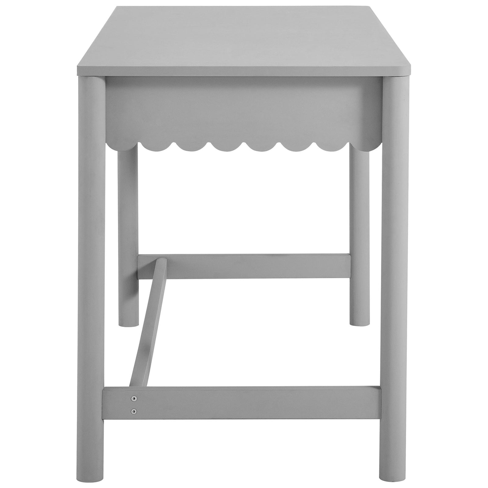 Sturdy round legs and cross supports provide a stable base with a clean, modern farmhouse look || EEI-7155-LGR || side_studio