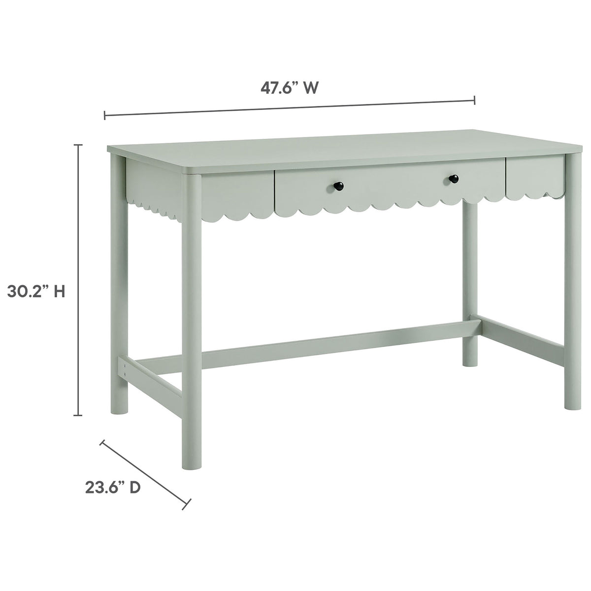 Balanced proportions offer a roomy 47.6 inch-wide surface with space-saving depth for everyday tasks. || EEI-7155-SGE || dimension_studio