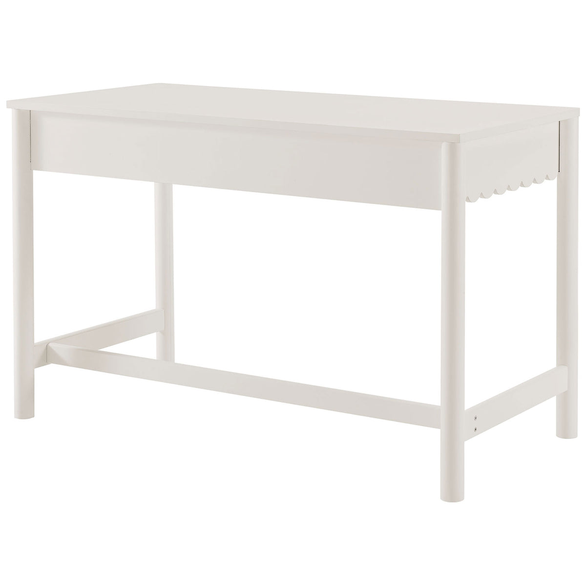 Streamlined back with supportive crossbar and seamless white laminate suited for versatile placements || EEI-7155-WHI || back_angle_studio