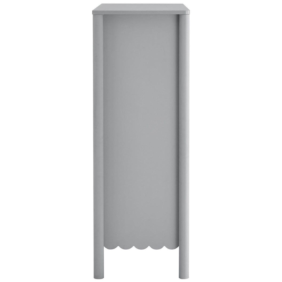 Slim side of the light gray Emmeline chest highlighting its narrow footprint || EEI-7156-LGR || side_studio