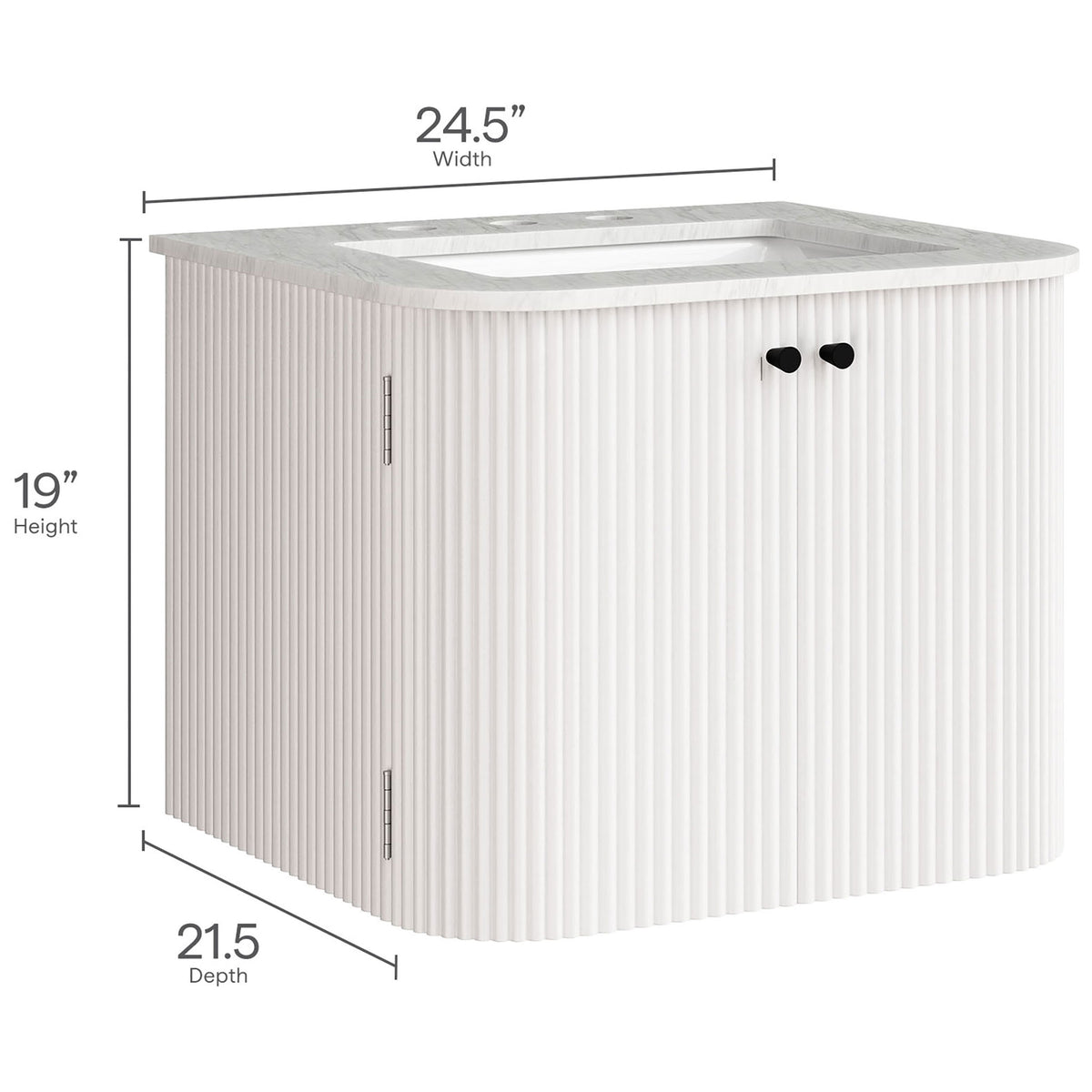Overall dimensions shown: 24.5 inch width, 21.5 inch depth, 19 inch height || EEI-7162-IVO || dimension_studio