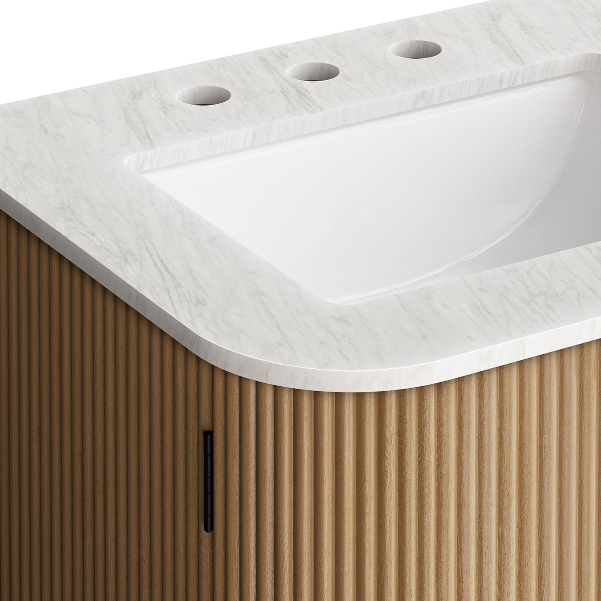 Close-up of veined marble edge and vertical fluting || EEI-7162-NAT || detail_studio