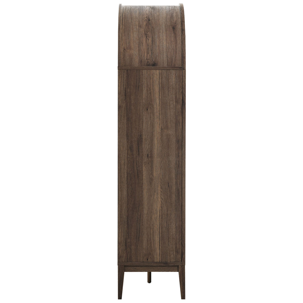 Slim side profile highlights the rounded arch and rich wood grain texture || EEI-7169-WAL-LOA || side_studio
