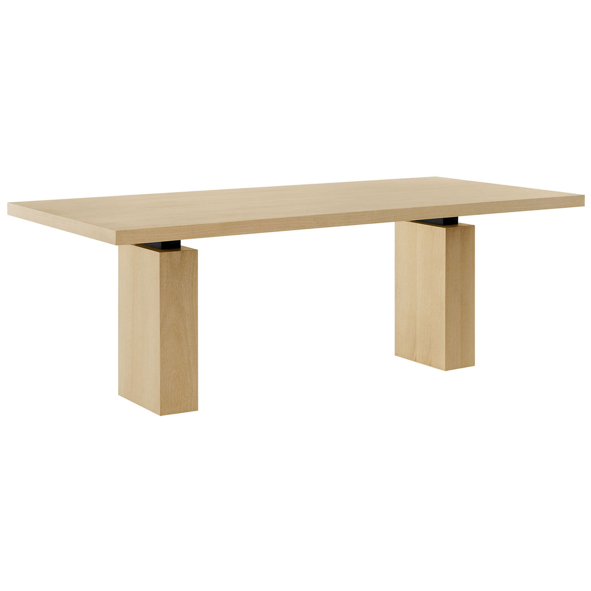 Natural wood dining table with slim rectangular top and bold block legs for modern spaces || EEI-7173-NAT || front_angle_studio