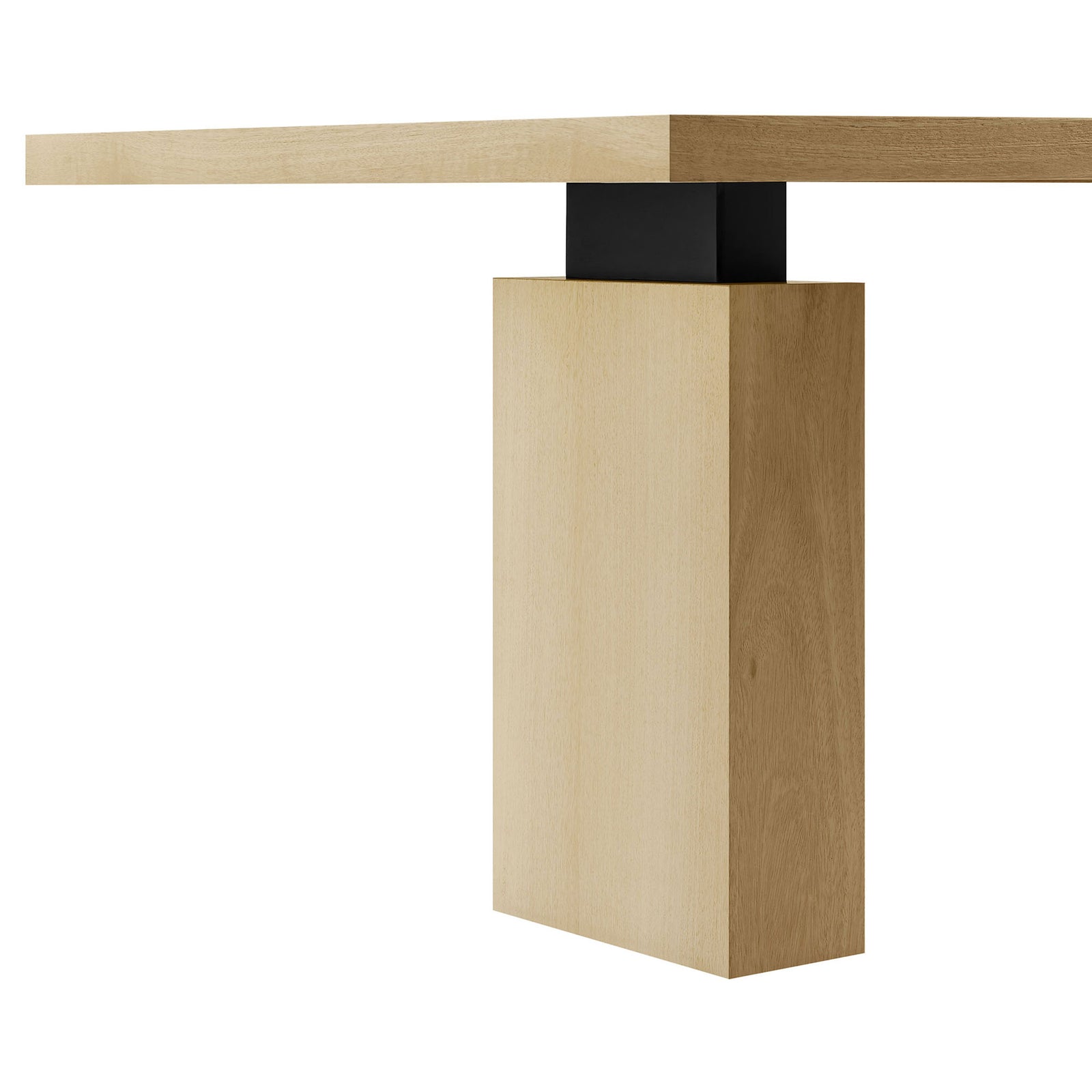 Solid wood slab leg with matte black metal support detail for a bold, grounded look || EEI-7173-NAT || leg_studio