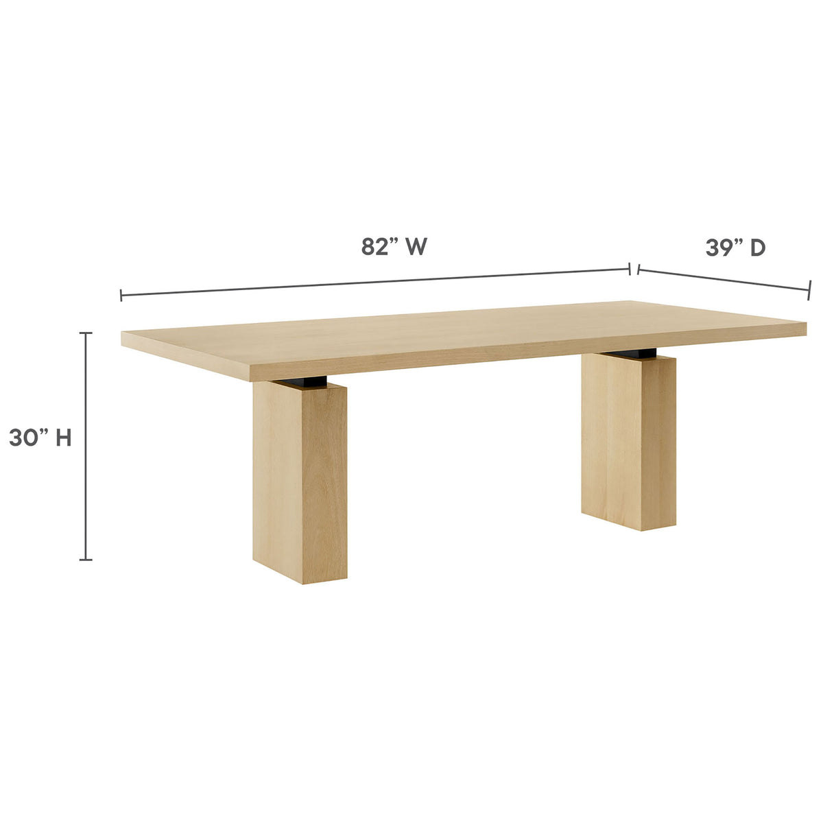 Dimension diagram of the Piston 82 inch rectangular dining table for size reference || EEI-7173-NAT || dimension_studio