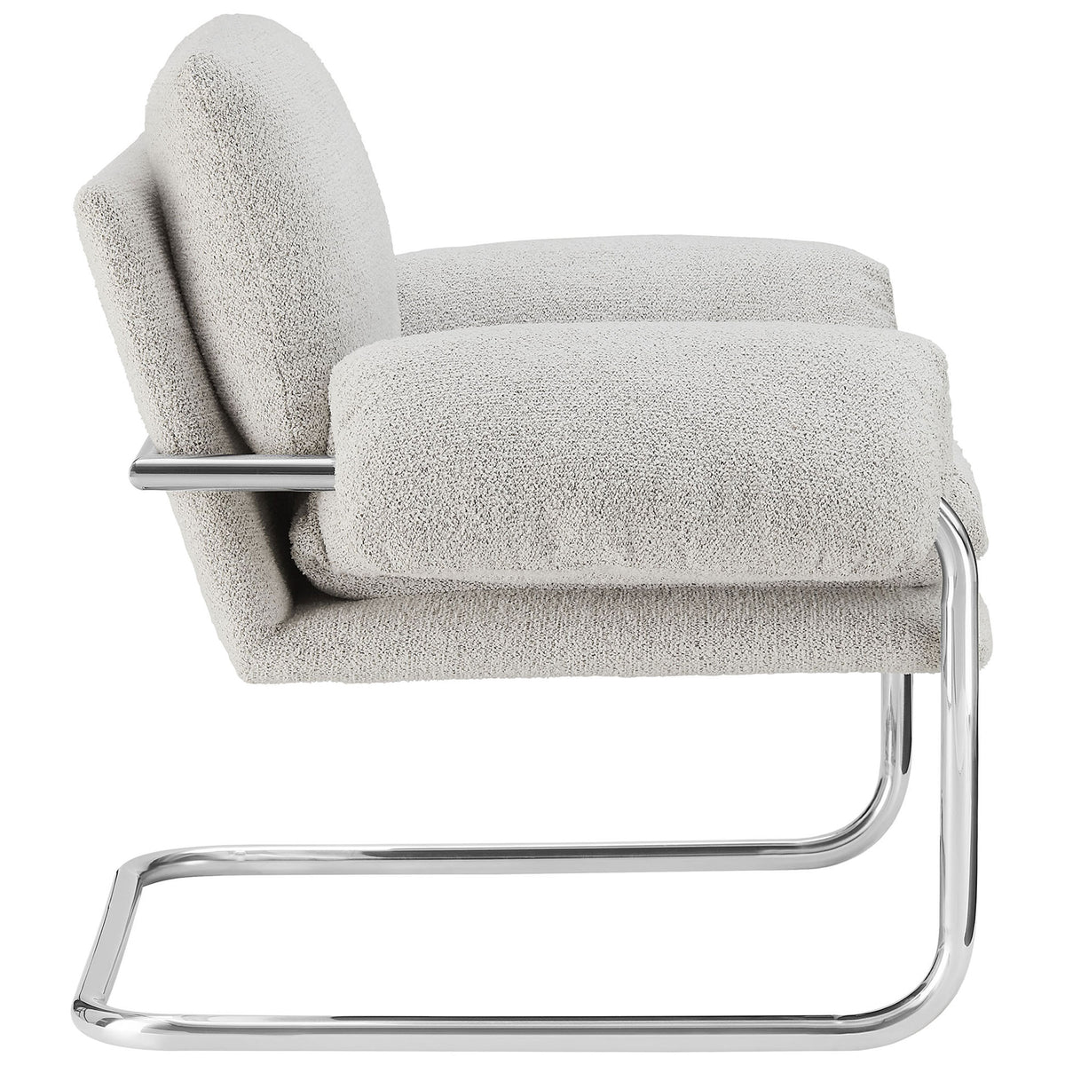 Cantilever silhouette showcases supportive seat and overstuffed arm bolsters. || EEI-7180-NPT || side_studio