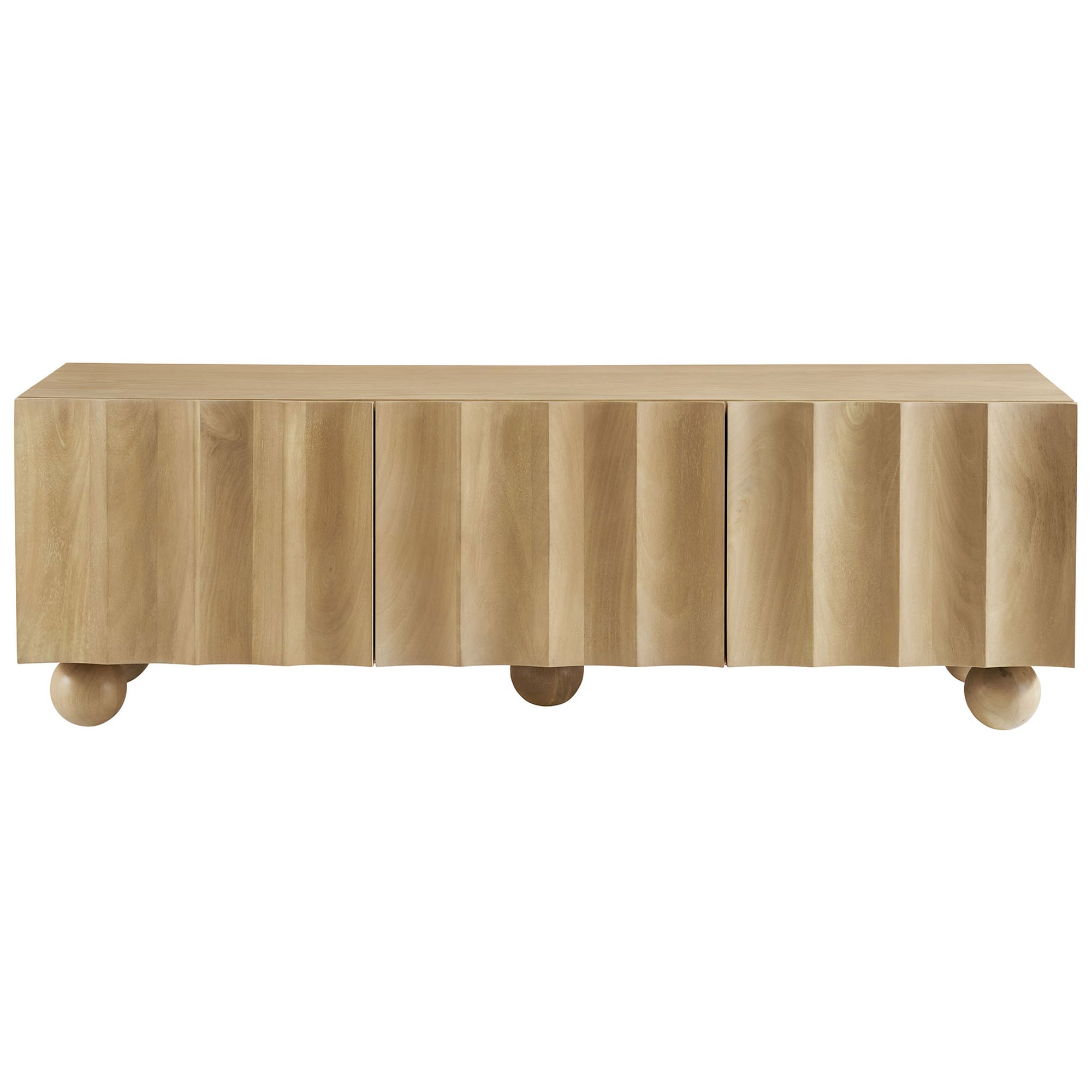 Sordino 3-Door Scalloped Wood TV Stand Natural - Froy.com