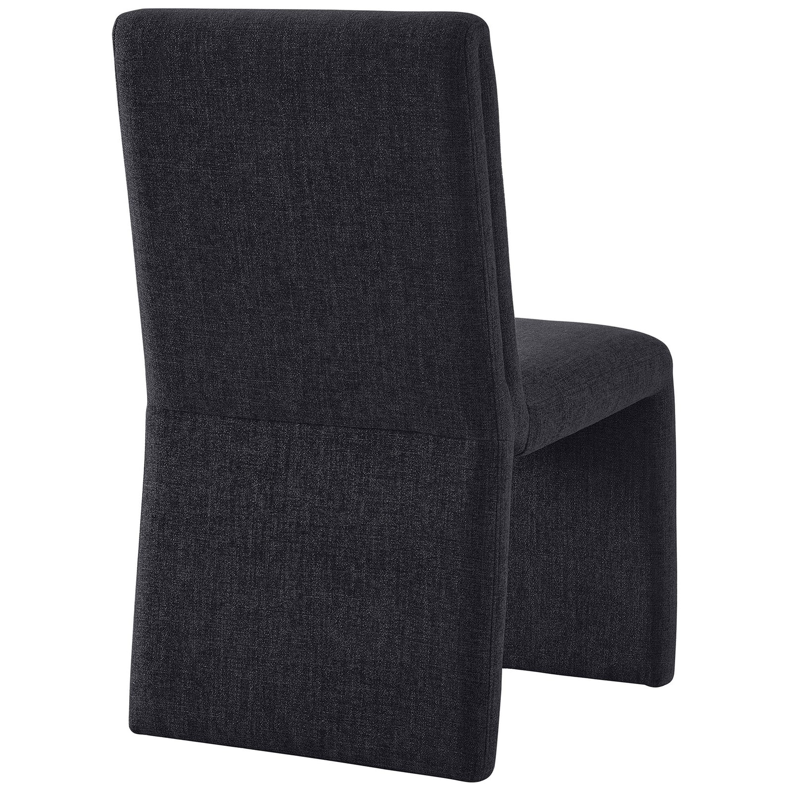 Ebony dining chair highlighting the clean upholstered back and smooth continuous base panel || EEI-7185-EBO || back_studio