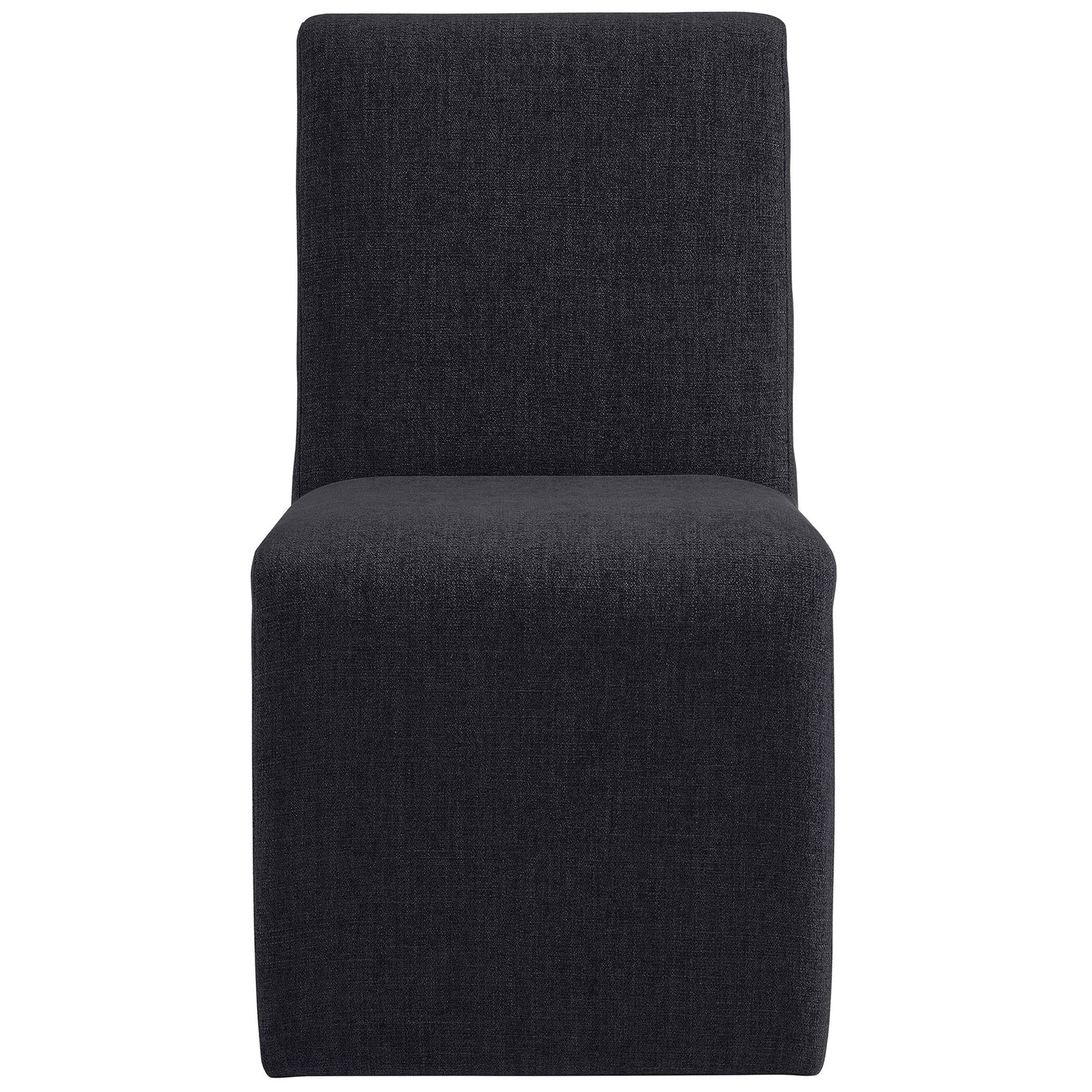 Ebony slipper dining chair featuring plush padded seat and sleek minimalist lines || EEI-7185-EBO || front_studio