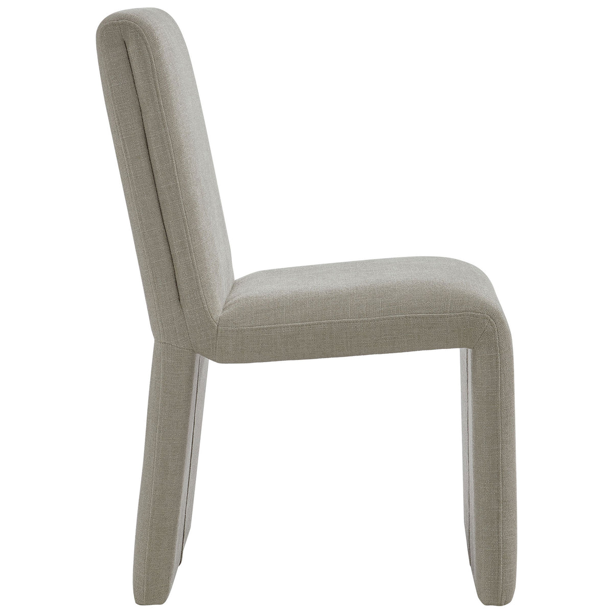 Slim armless dining chair highlighting the gently curved seat and supportive backrest || EEI-7185-LIN || side_studio