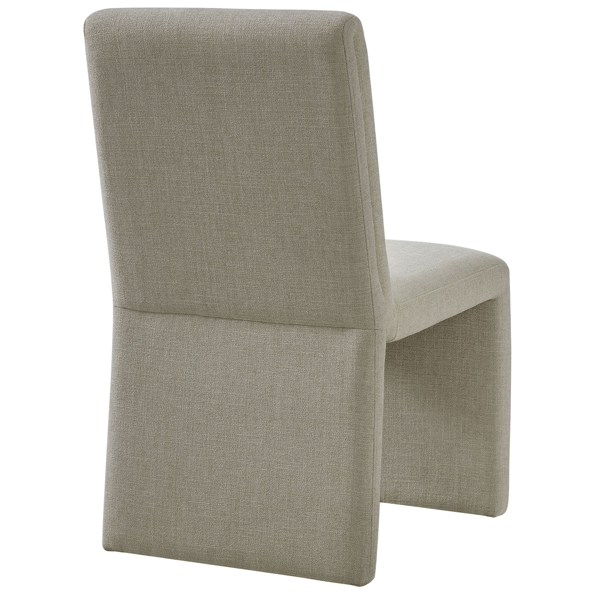 Fully upholstered dining chair showcasing the clean back panel and tailored seams || EEI-7185-LIN || back_angle_studio