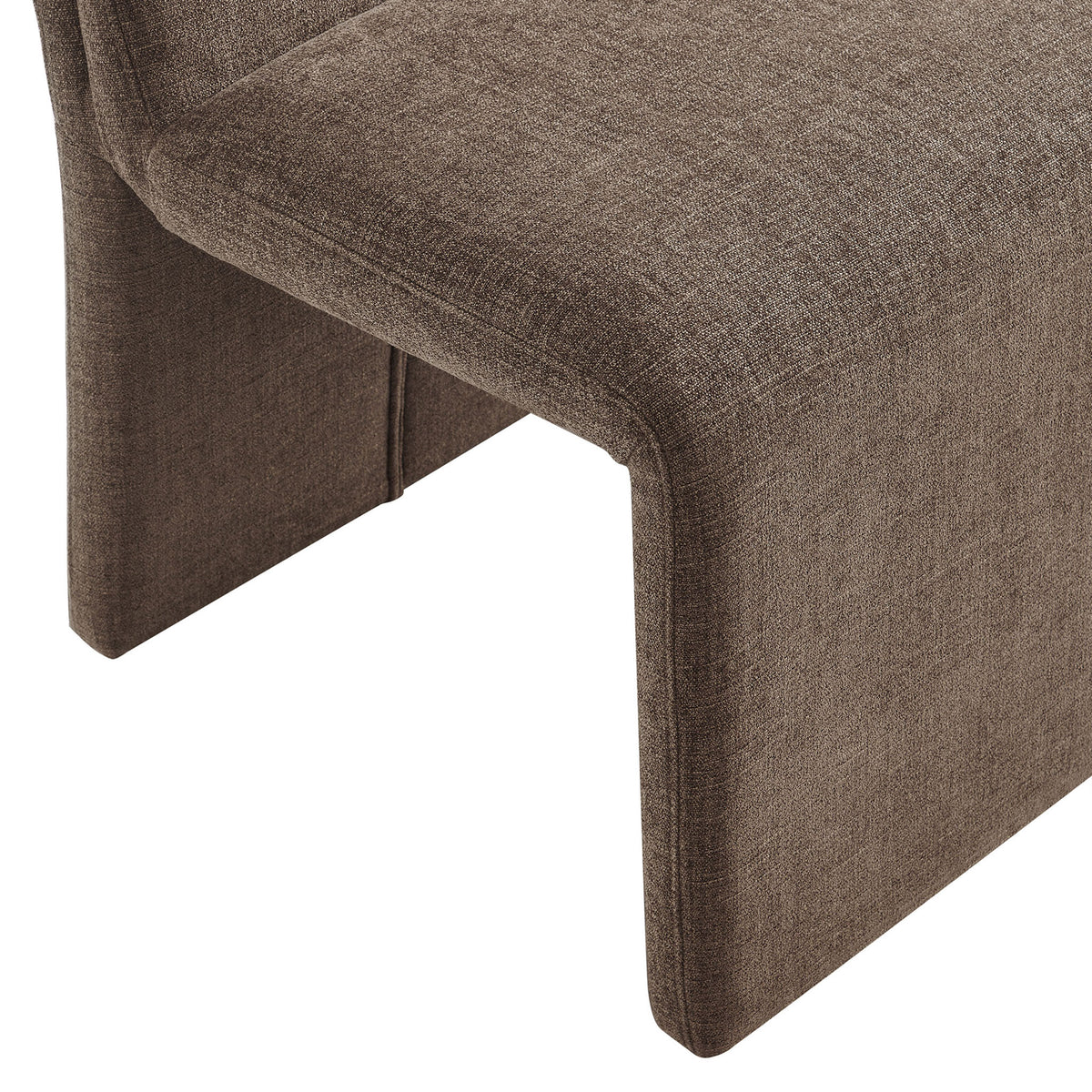 Wrapped base with tailored corner seams and textured mocha upholstery. || EEI-7185-MOC || detail_studio