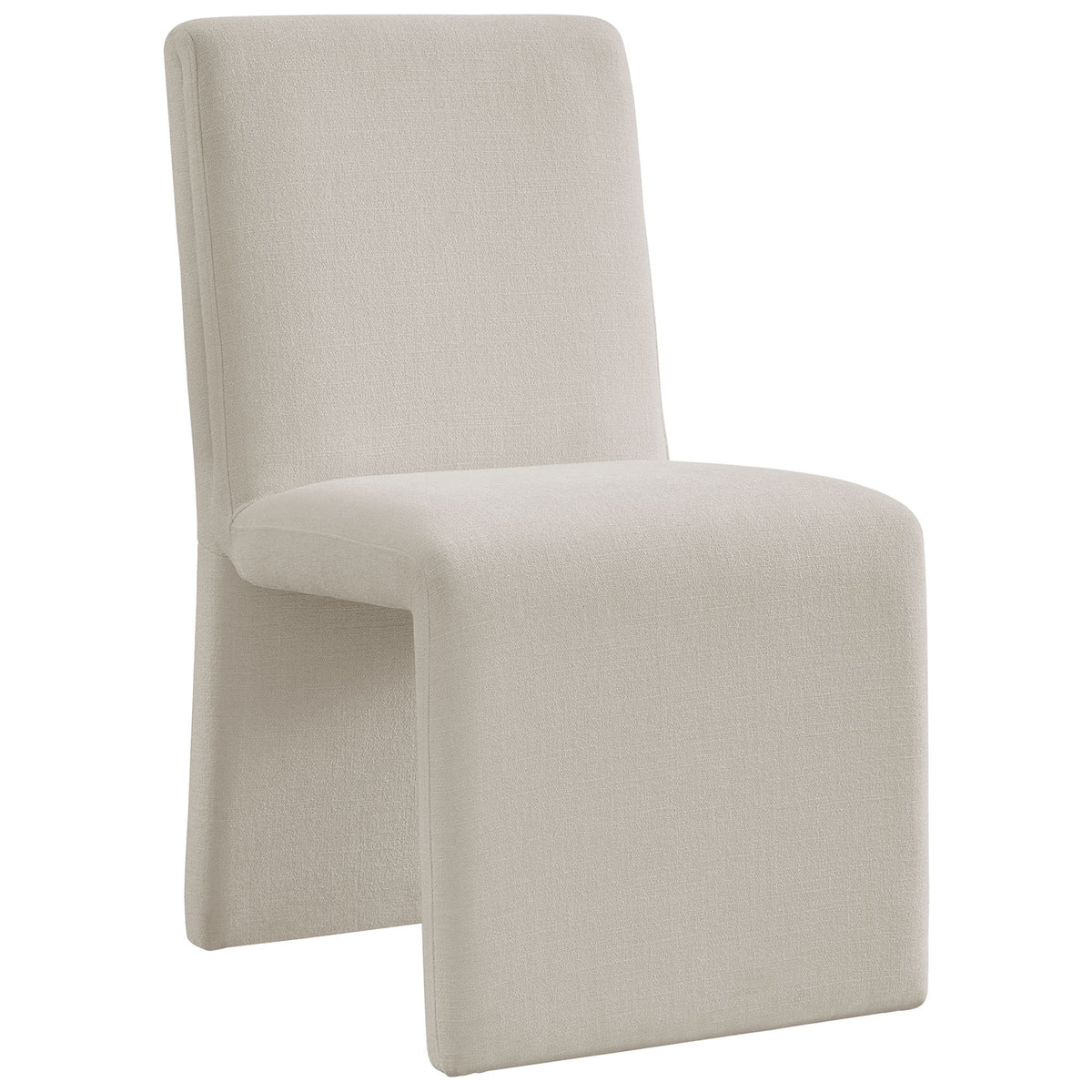 Emory salt fabric dining chair with curved folded base and plush foam seat for modern comfort || EEI-7185-SAL || front_angle_studio