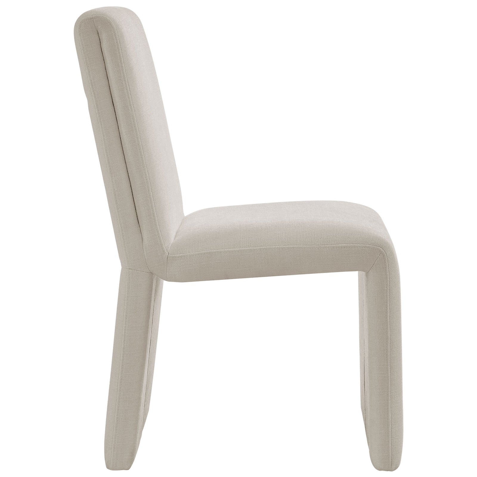 Streamlined Emory slipper dining chair highlighting the thick padded seat and seamless base || EEI-7185-SAL || side_studio
