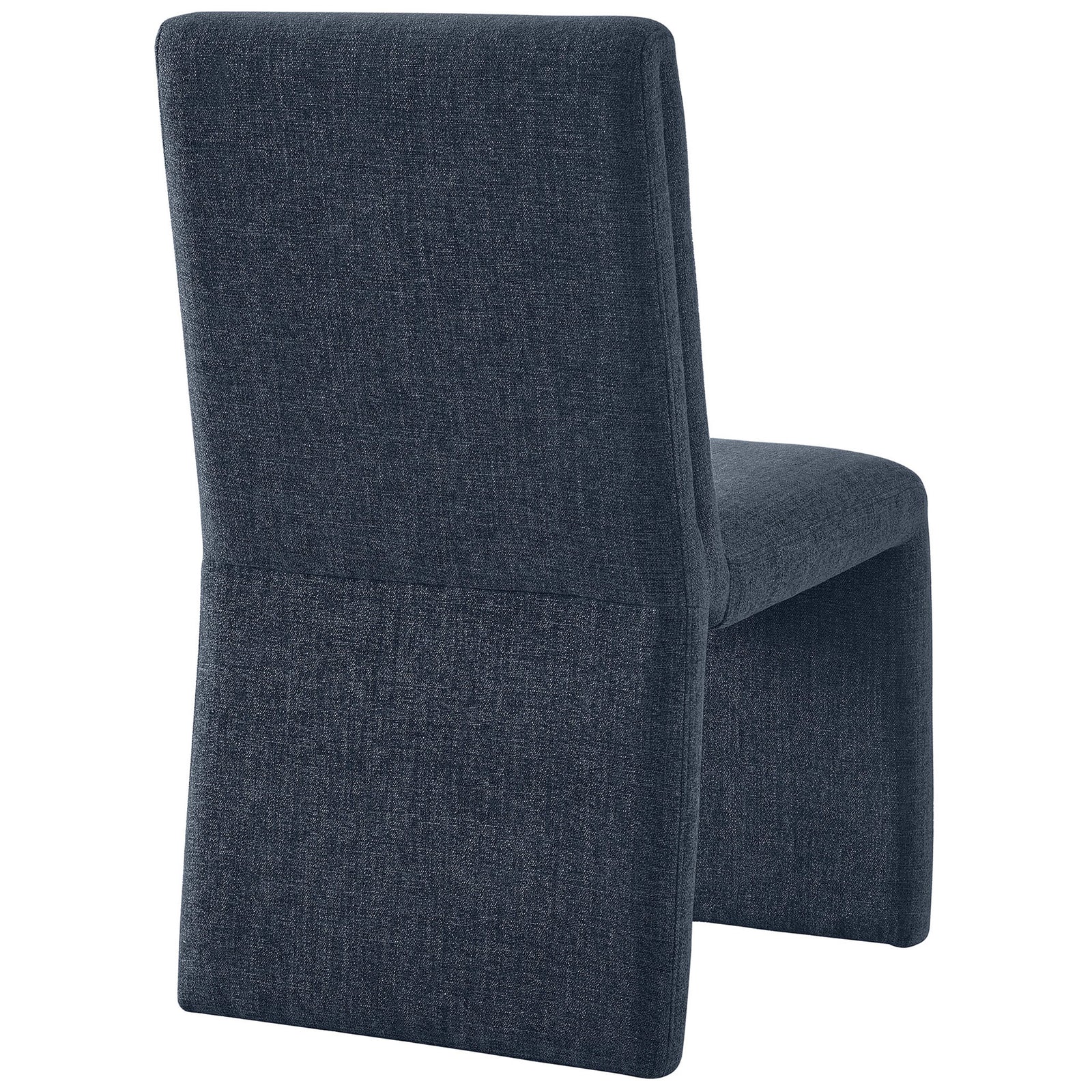 Fully upholstered slate blue dining chair back with clean tailored seams and smooth waterfall base || EEI-7185-SLB || back_studio