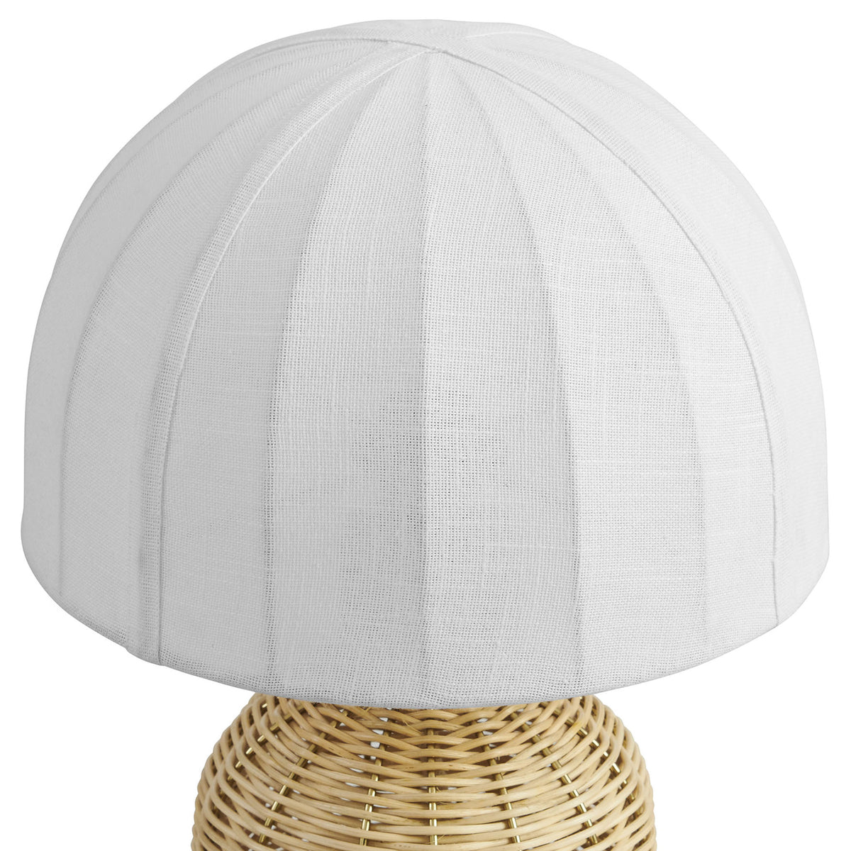 Fabric dome shade features stitched panels and texture for gently diffused table lamp light || EEI-7186-WHI-NAT || shade_studio