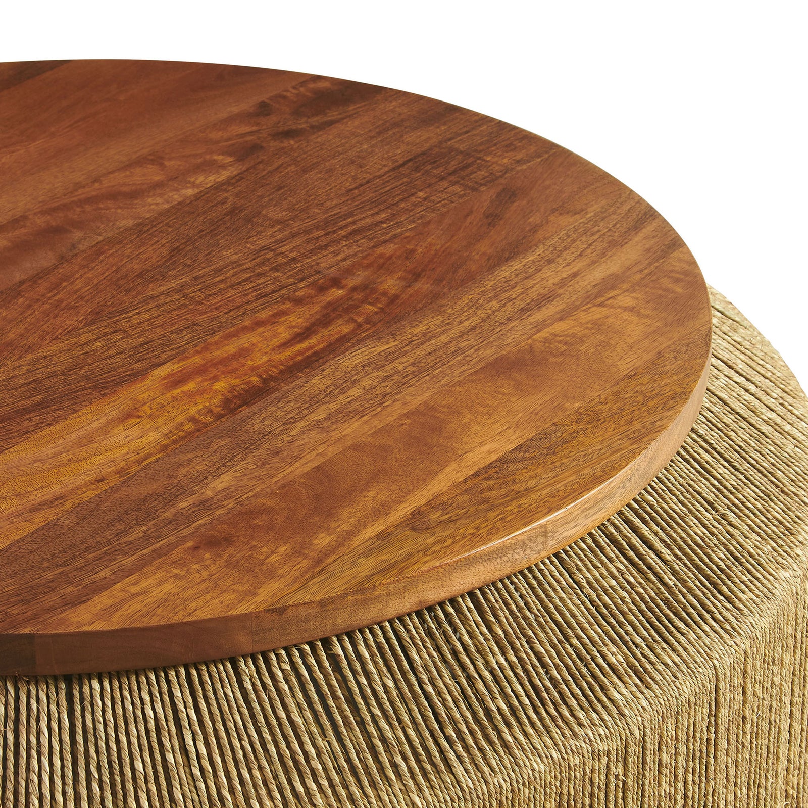 Rounded mango wood edge with natural walnut tones and fine craftsmanship || EEI-7187-WAL-NAT || detail_studio