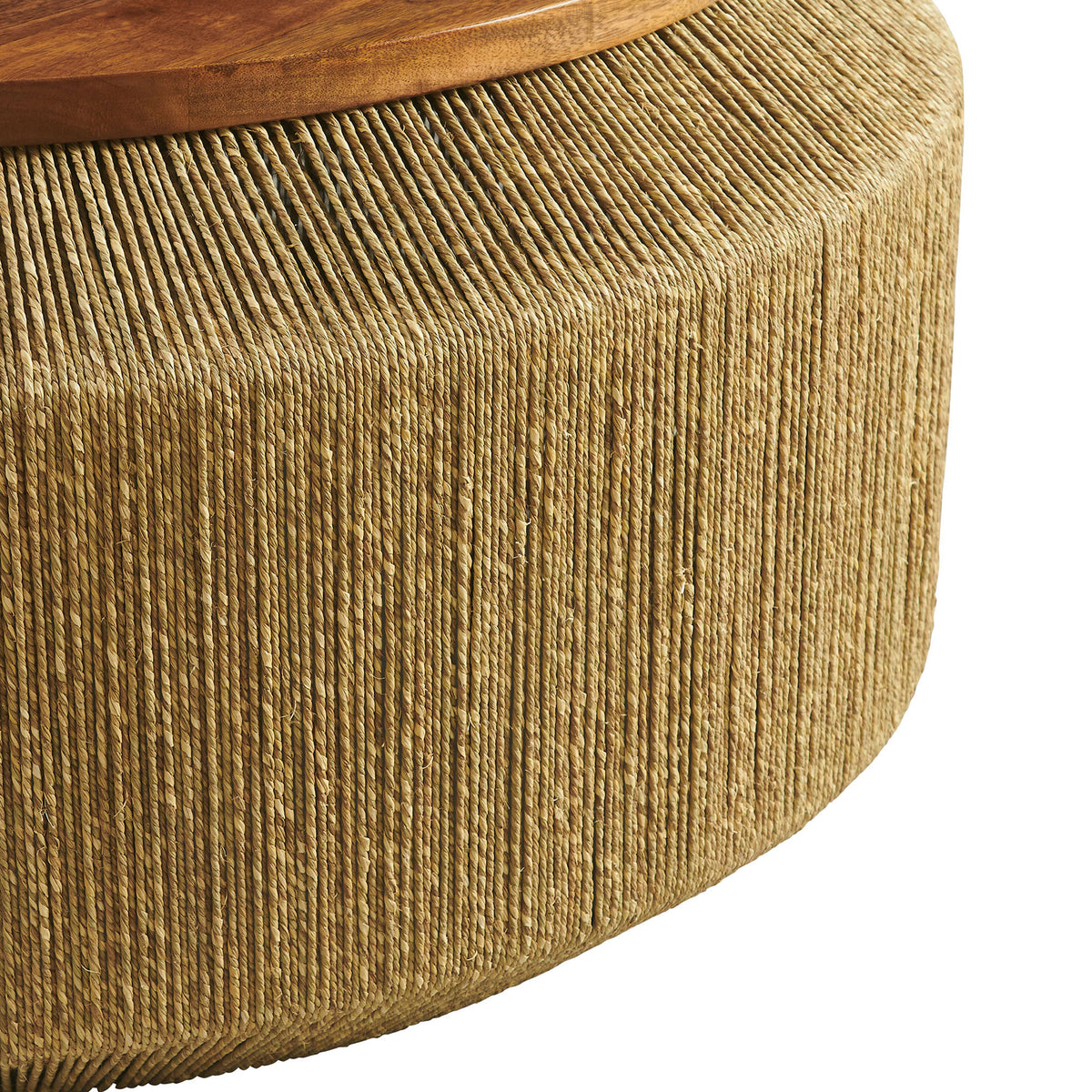Tightly handwoven seagrass strands create a textured, sculptural drum profile || EEI-7187-WAL-NAT || detail_studio
