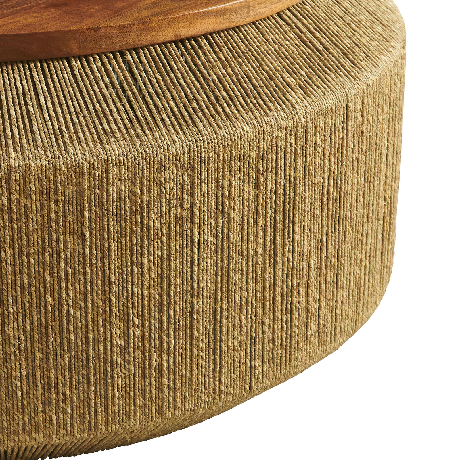 Tightly handwoven seagrass strands create a textured, sculptural drum profile || EEI-7187-WAL-NAT || detail_studio