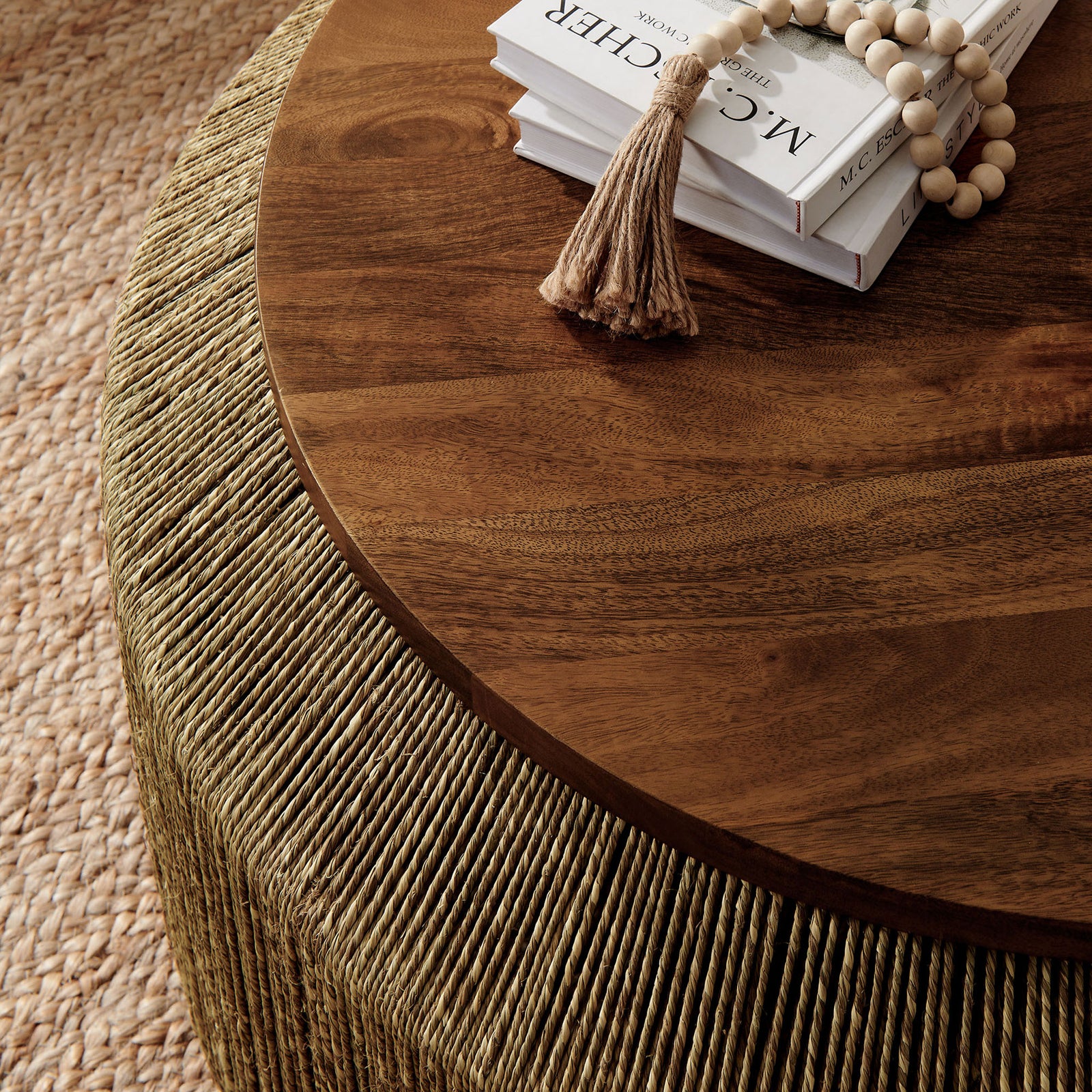Rich mango wood surface showcasing grain and smooth finish for everyday use || EEI-7187-WAL-NAT || detail_room
