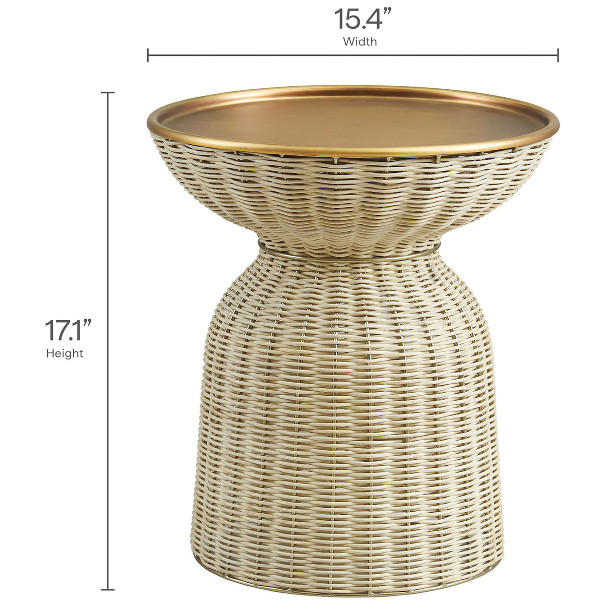 Lazaro side table measures 15.4 inches wide and 17.1 inches high for compact versatility. || EEI-7189-BBR-NAT || dimension_studio