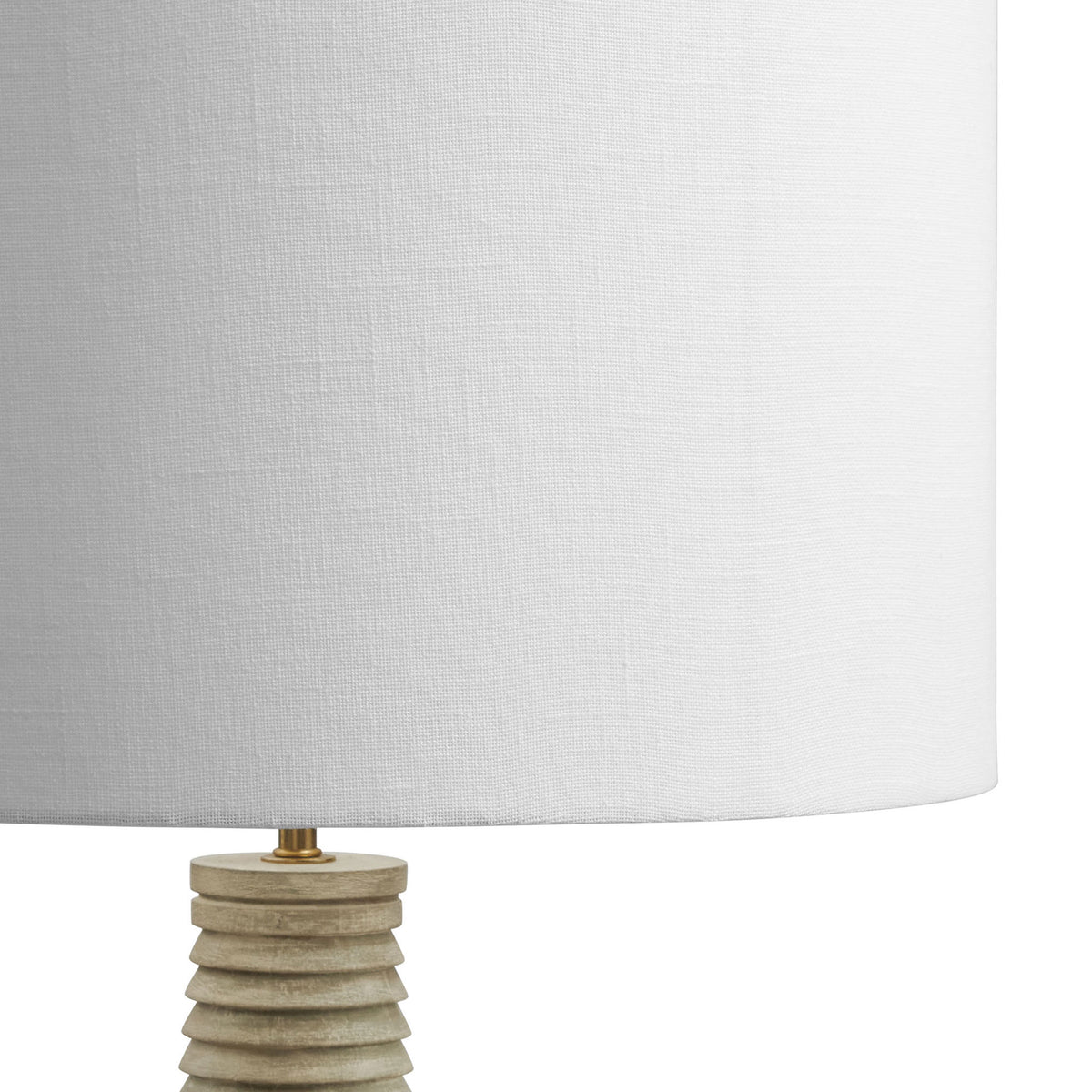 White fabric drum shade with subtle linen texture for softly diffused light || EEI-7190-WHI-GRY || shade_studio