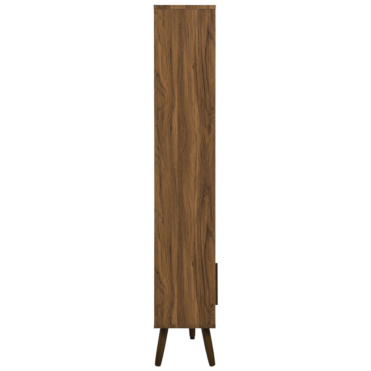 Slim profile highlights the walnut wood grain and tapered legs in a clean, mid-century silhouette || EEI-7194-WAL-LIN || side_studio
