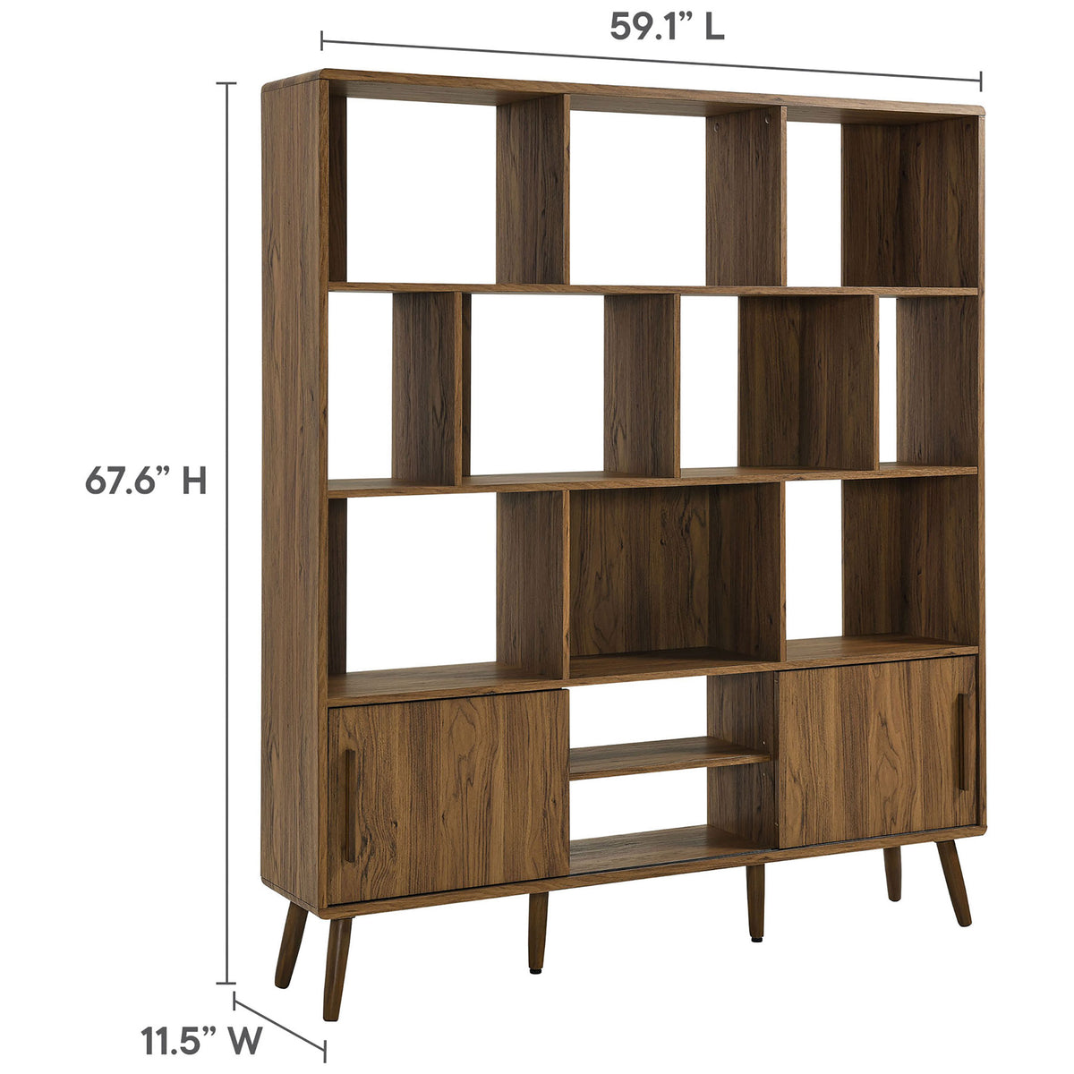 Size details: 59.1 in. wide, 11.5 in. deep, 67.6 in. high || EEI-7194-WAL || dimension_studio