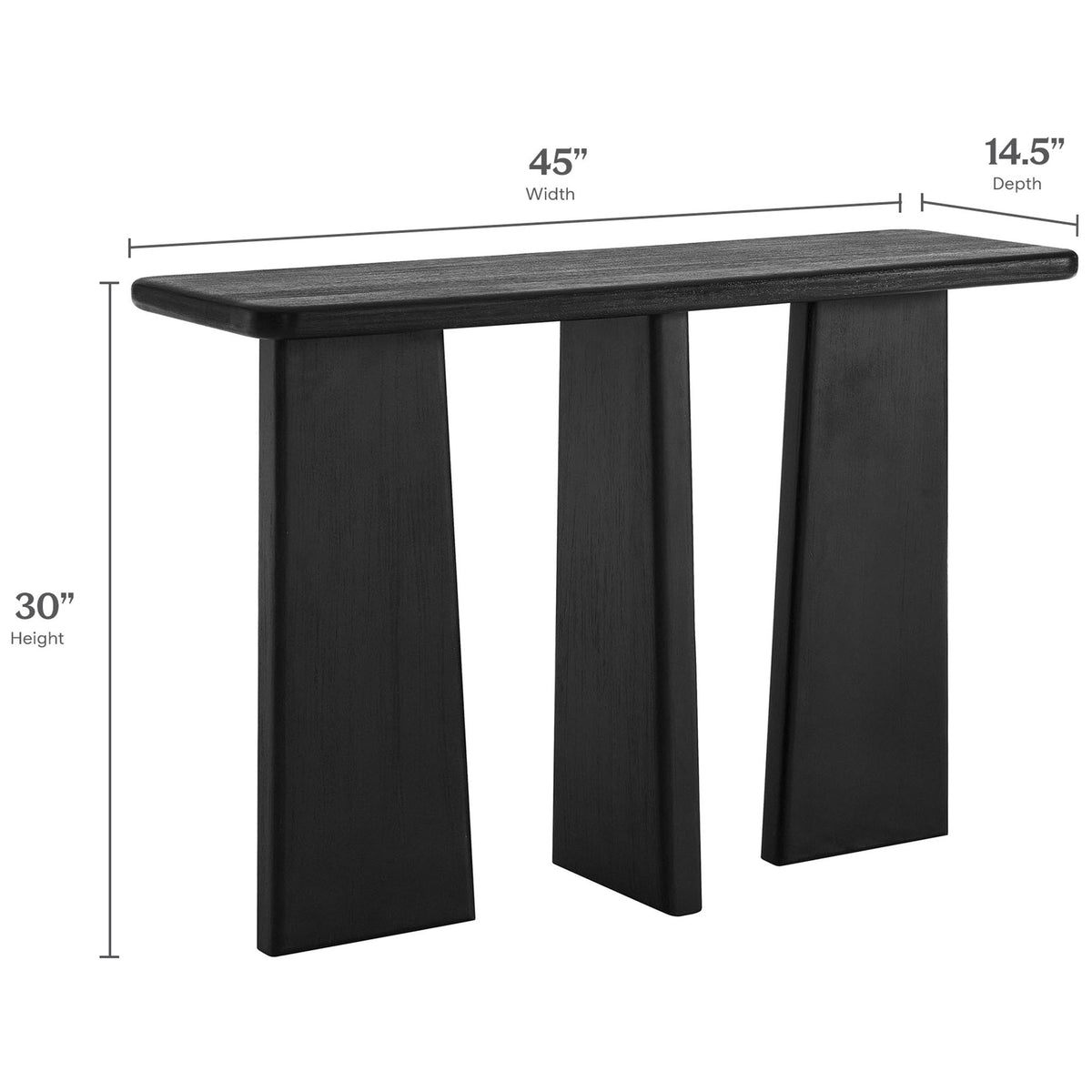 Dimensions shown for the console table's width, depth, and height || EEI-7197-BLK || dimension_studio