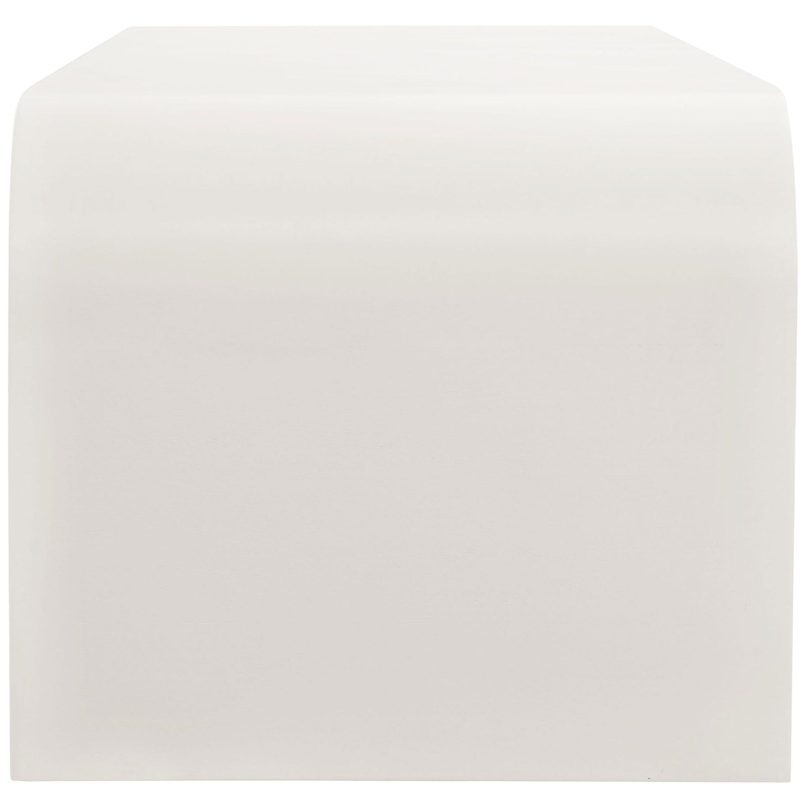 Waterfall edge detail and smooth side panel of the white Waterflute sideboard cabinet || EEI-7198-IVO || side_studio