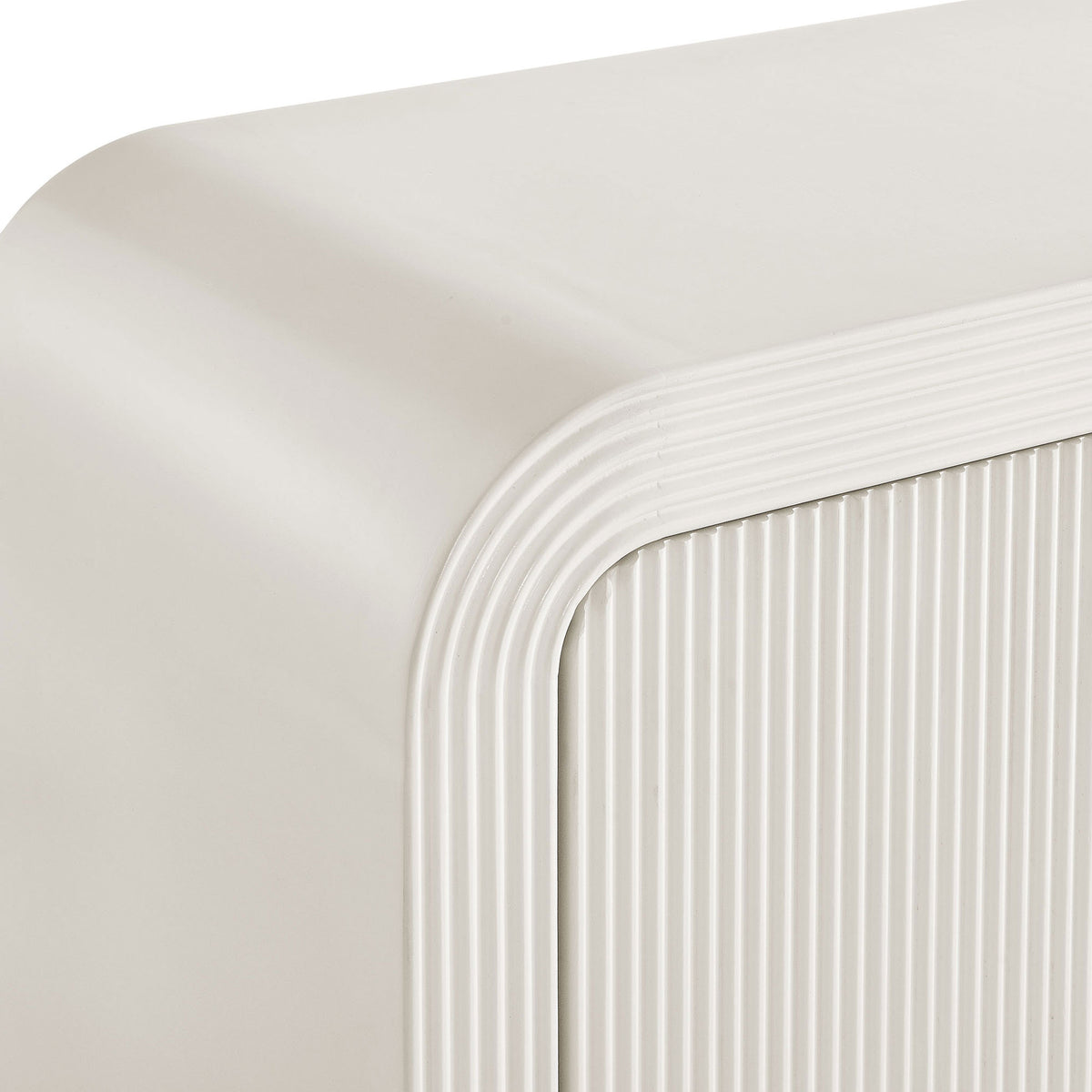 Layered fluted texture and softly rounded waterfall corner in a white matte finish || EEI-7198-IVO || detail_studio