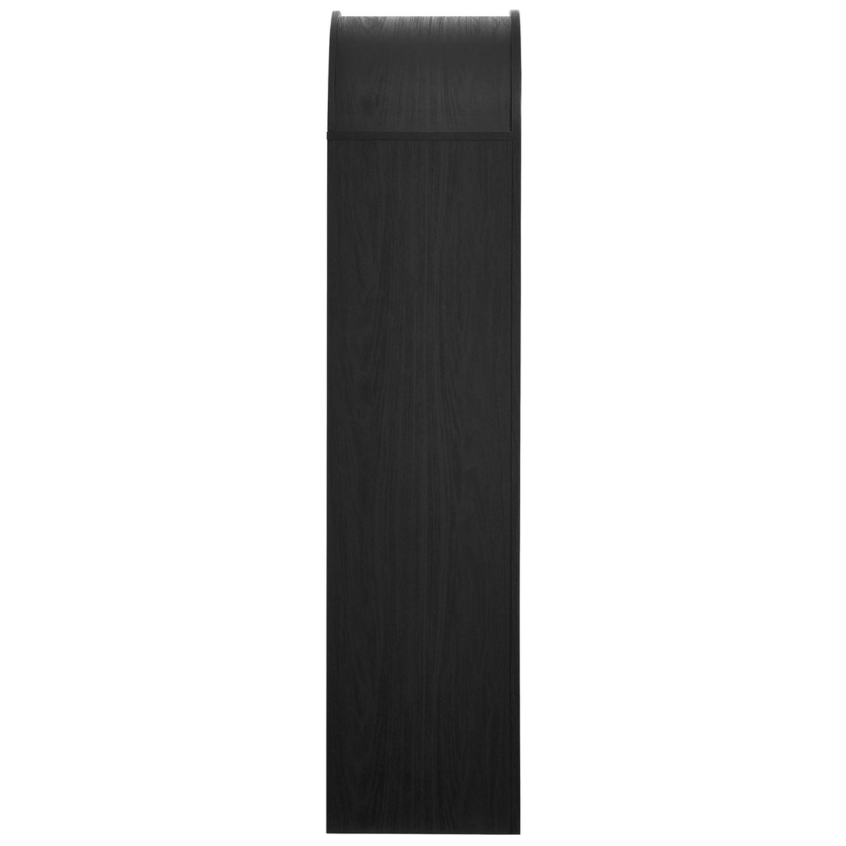 Streamlined black wood-grain sides frame the narrow arched silhouette and stable base || EEI-7201-BLK-OAK || side_studio