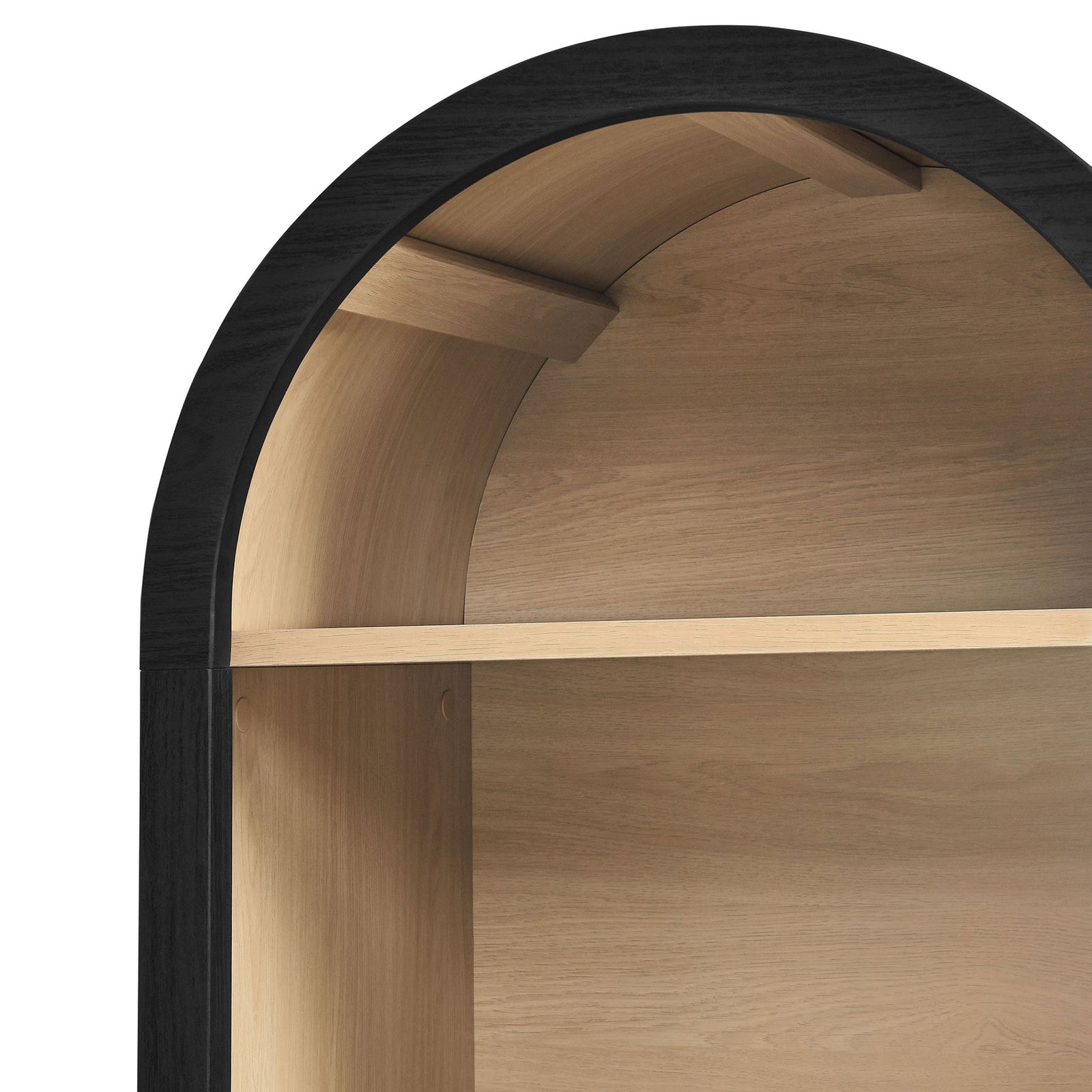 Rounded arch with oak-finish interior and refined joinery for a clean, modern look || EEI-7201-BLK-OAK || detail_studio