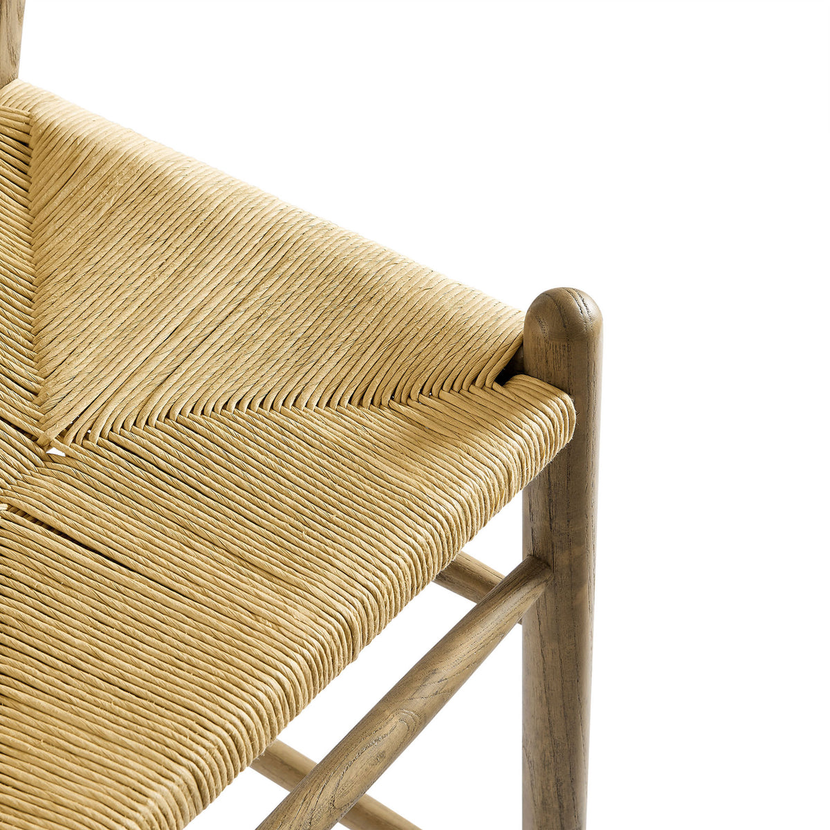 Tightly wrapped paper rope seat highlights durable weave and refined craftsmanship || EEI-7206-GRY || detail_studio
