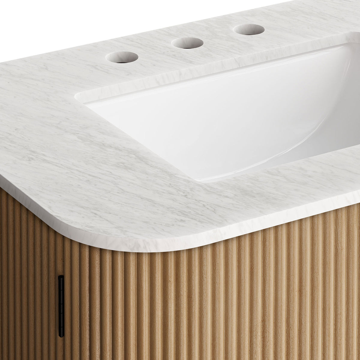 Detail of marble veining and ribbed wood craftsmanship || EEI-7208-NAT || detail_studio