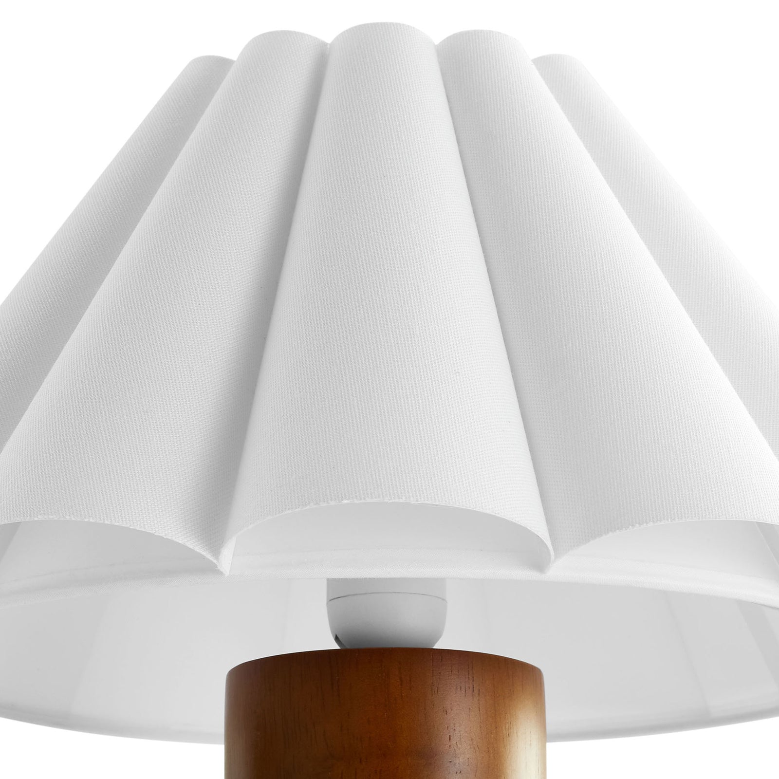 Close up of pleated petal shade showing scalloped edge and crisp white fabric texture || EEI-7214-WAL || shade_studio