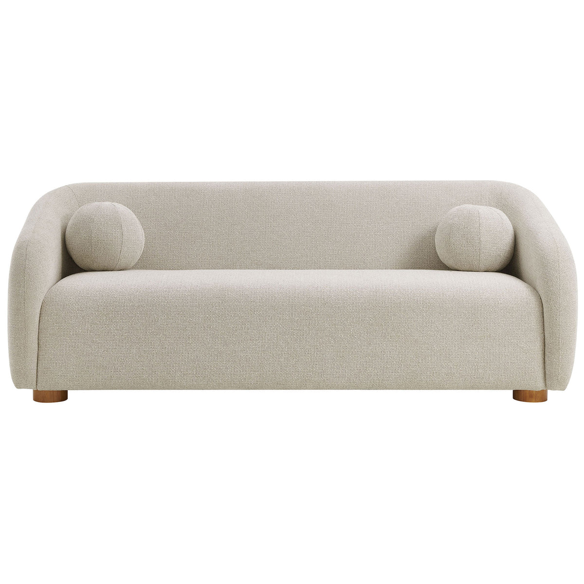 Holland dove gray chenille sofa with plush bench seat and two round accent pillows || EEI-7217-DOV || front_studio